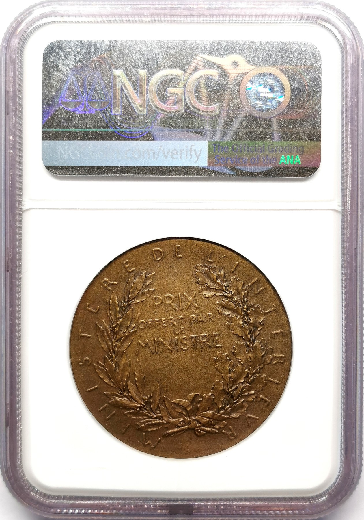 凡希社世界钱币微拍第二百五十七期（感恩专场） 1900法国巴黎造币厂纪念铜章NGC-MS62 Patey作品！