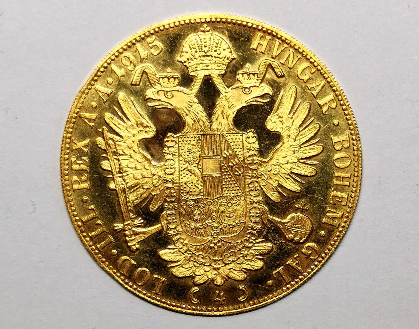 凡希社世界钱币微拍第二百五十七期（感恩专场） 1915奥地利4DUCAT金币AU 边缘有轻微磕碰