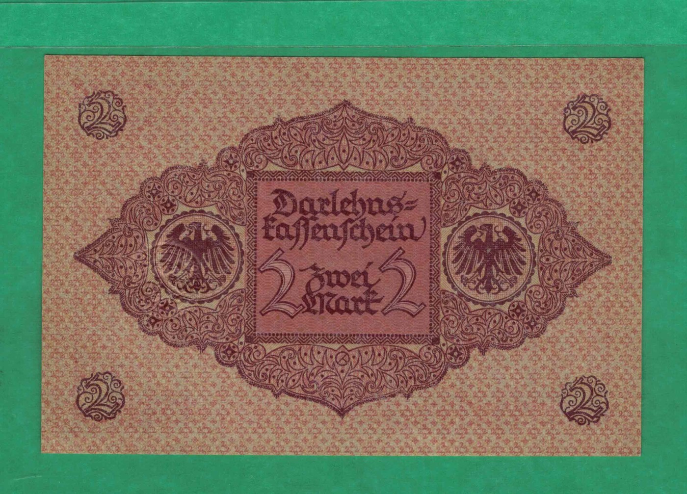 德国1920年2马克 P-59 红色 欧洲纸币 实物图 UNC