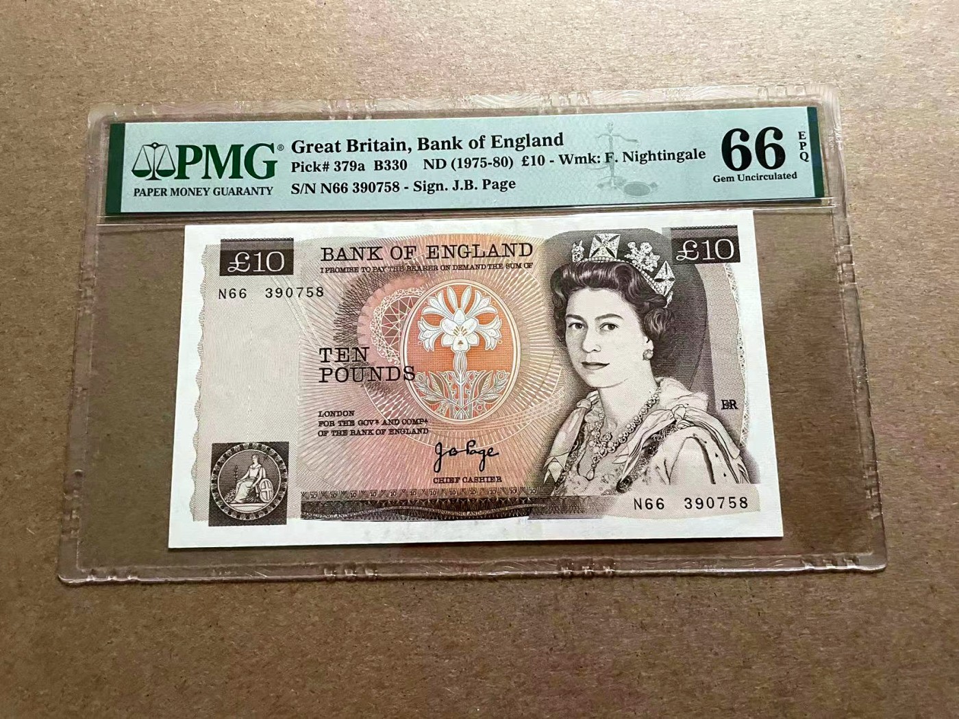 【Blue Auction】✨世界纸币精拍第406期【精】 英国 D序列 1975-80年10镑 PMG66EPQ 