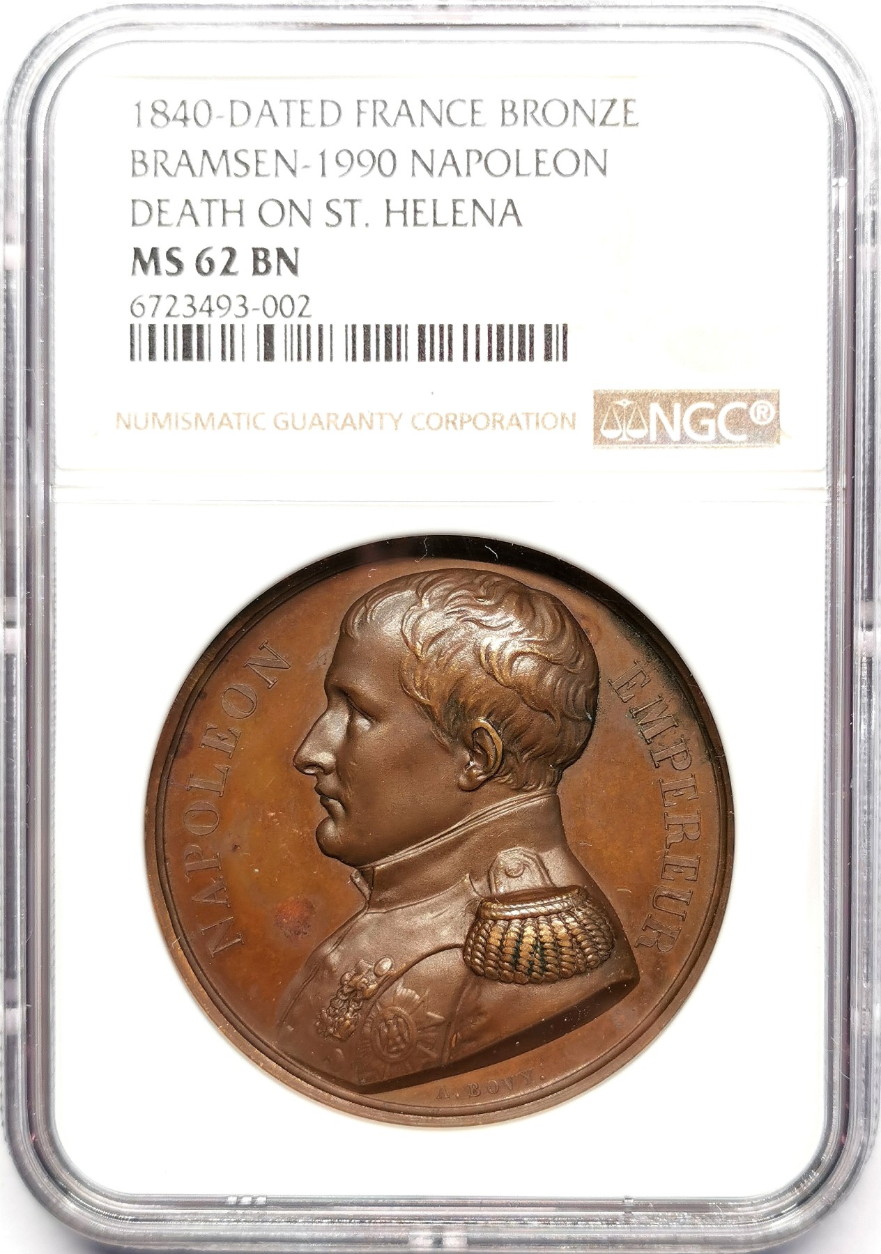 凡希社世界钱币微拍第二百五十七期（感恩专场） 1840拿破仑圣赫勒拿的灵柩纪念铜章NGC-MS62