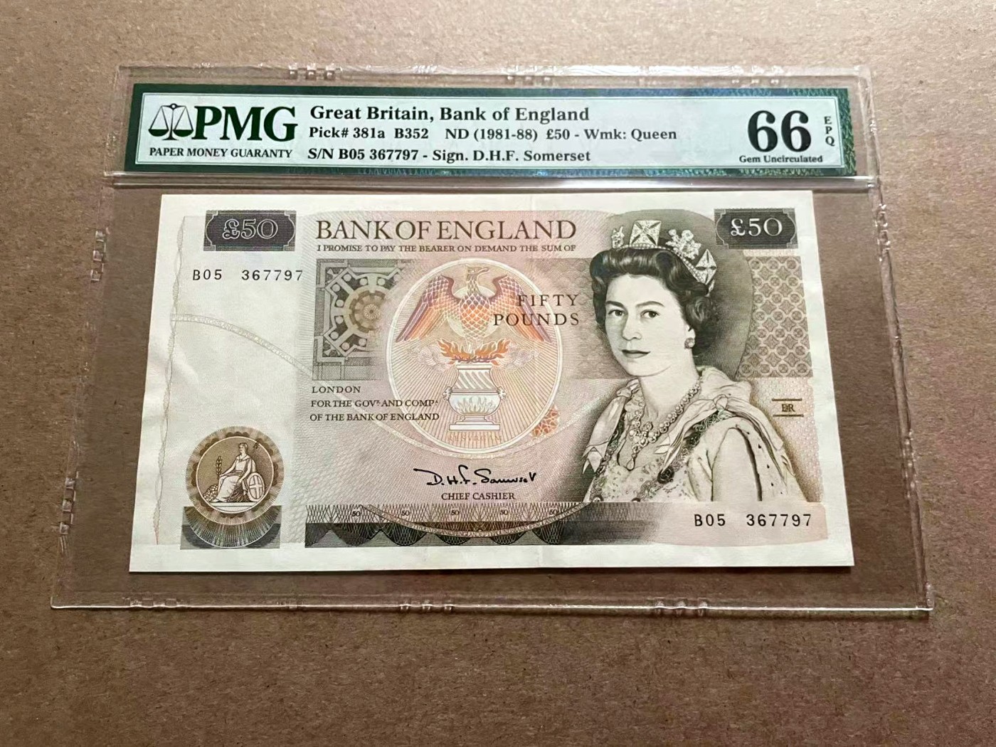 【Blue Auction】✨世界纸币精拍第406期【精】 【a版】英国 D序列 1981-88年50镑 PMG66EPQ 