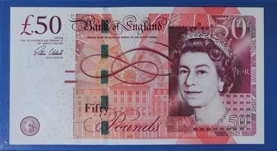 港、澳、台、中外钞、流水签、机签、箱包单、靓号专场第55期 - 英国 2010年 50镑纸钞 女王钞 豹子号 AK06712888 UNC一张/如图