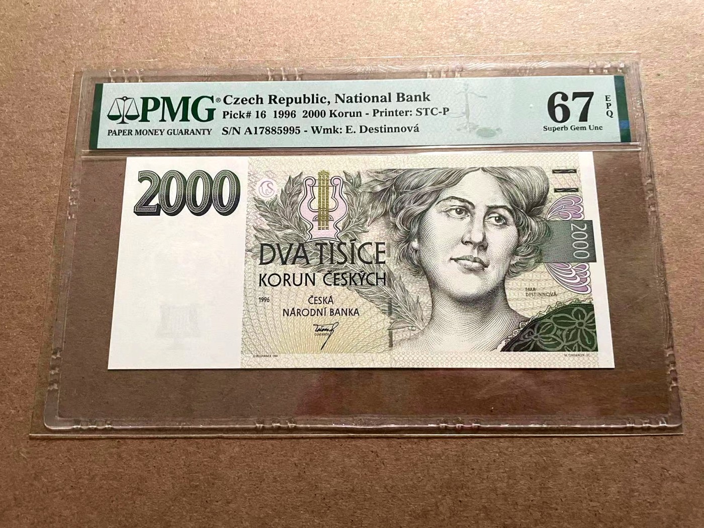 【Blue Auction】✨世界纸币精拍第406期【精】 捷克 1996年2000克朗 PMG67EPQ 