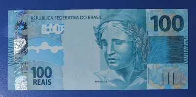 港、澳、台、中外钞、流水签、机签、箱包单、靓号专场第55期 - 巴西 2010年 100雷亚尔 纸钞 首发冠AA 豹子号 AA014442888 UNC一张/如图