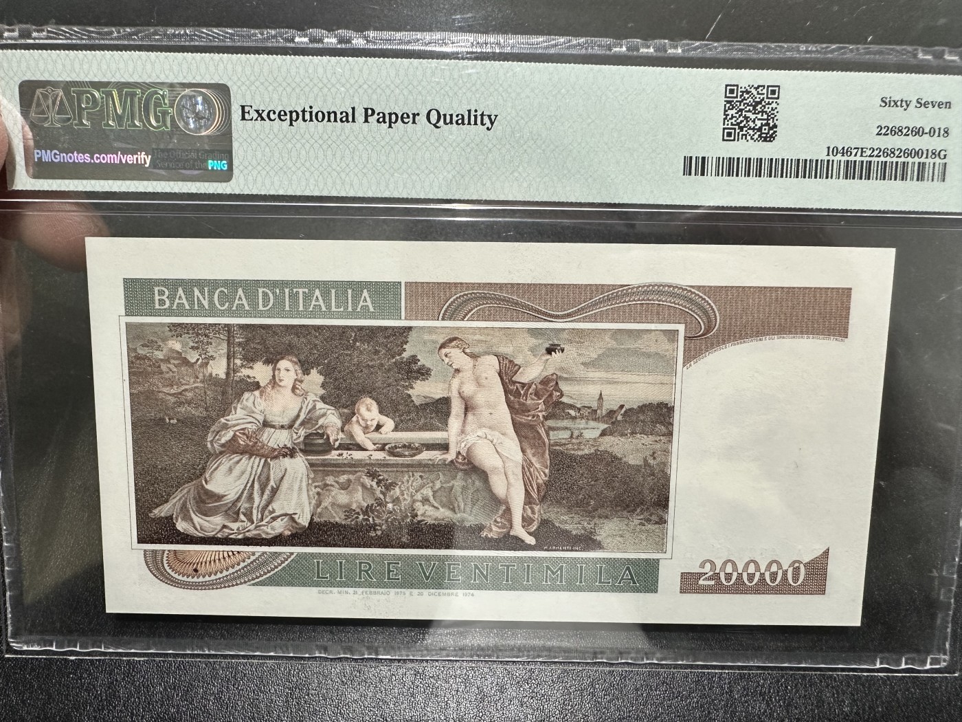 《外钞收藏家》第三百二十九期 1975年意大利2万里拉 PMG67 经典钞 提香