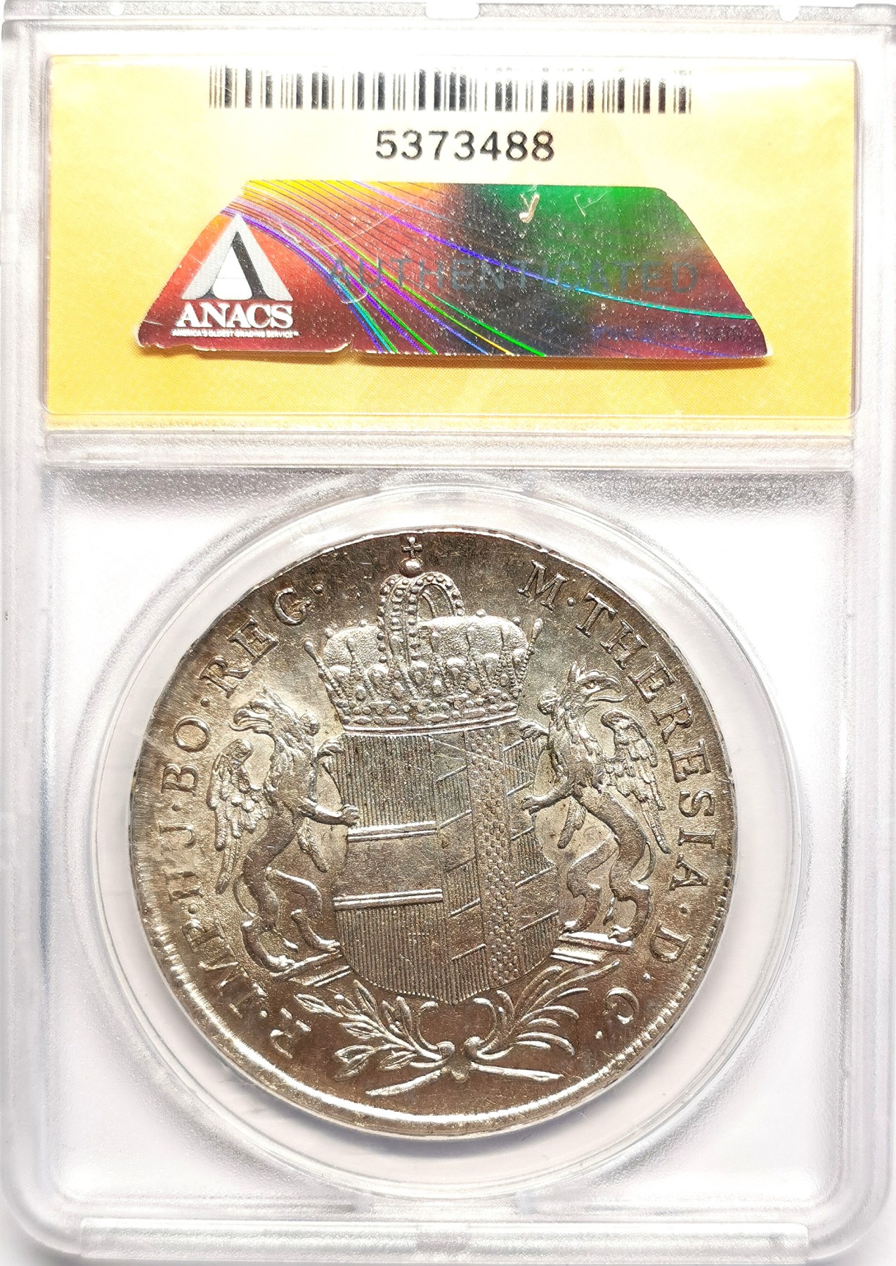 凡希社世界钱币微拍第二百五十七期（感恩专场） 1766神罗布尔高纹章泰勒大银ANACS-AU55光度极佳！