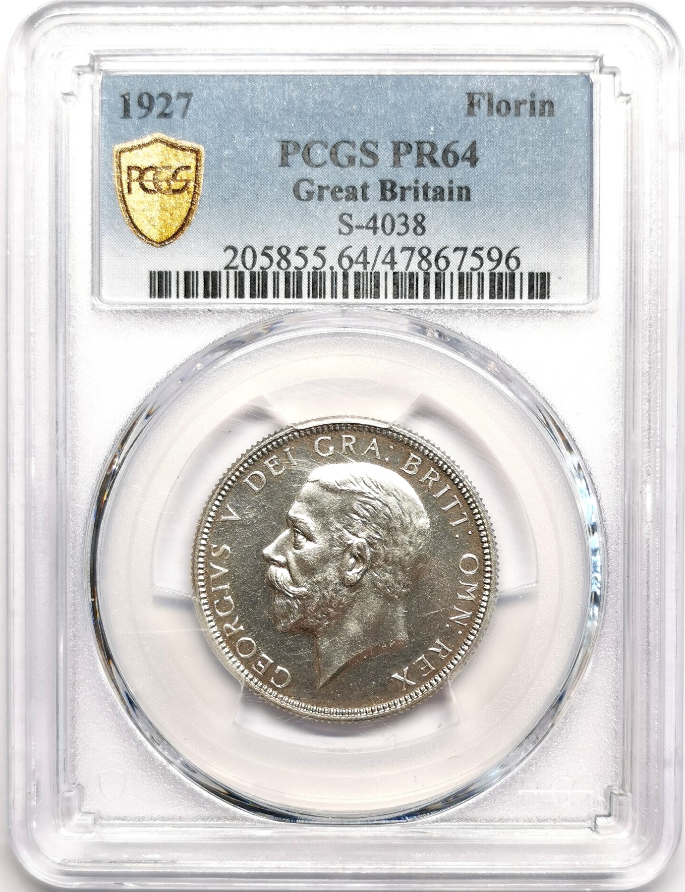 凡希社世界钱币微拍第二百五十七期（感恩专场） 1927英国乔五佛罗林银币PCGS-PR64