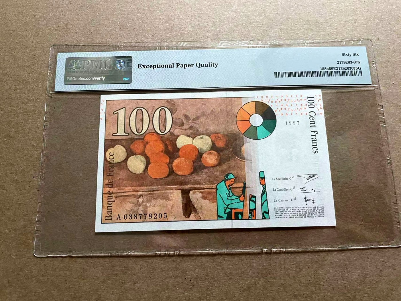 【Blue Auction】✨世界纸币精拍第406期【精】 法国 1997-98年100法郎 PMG66EPQ 