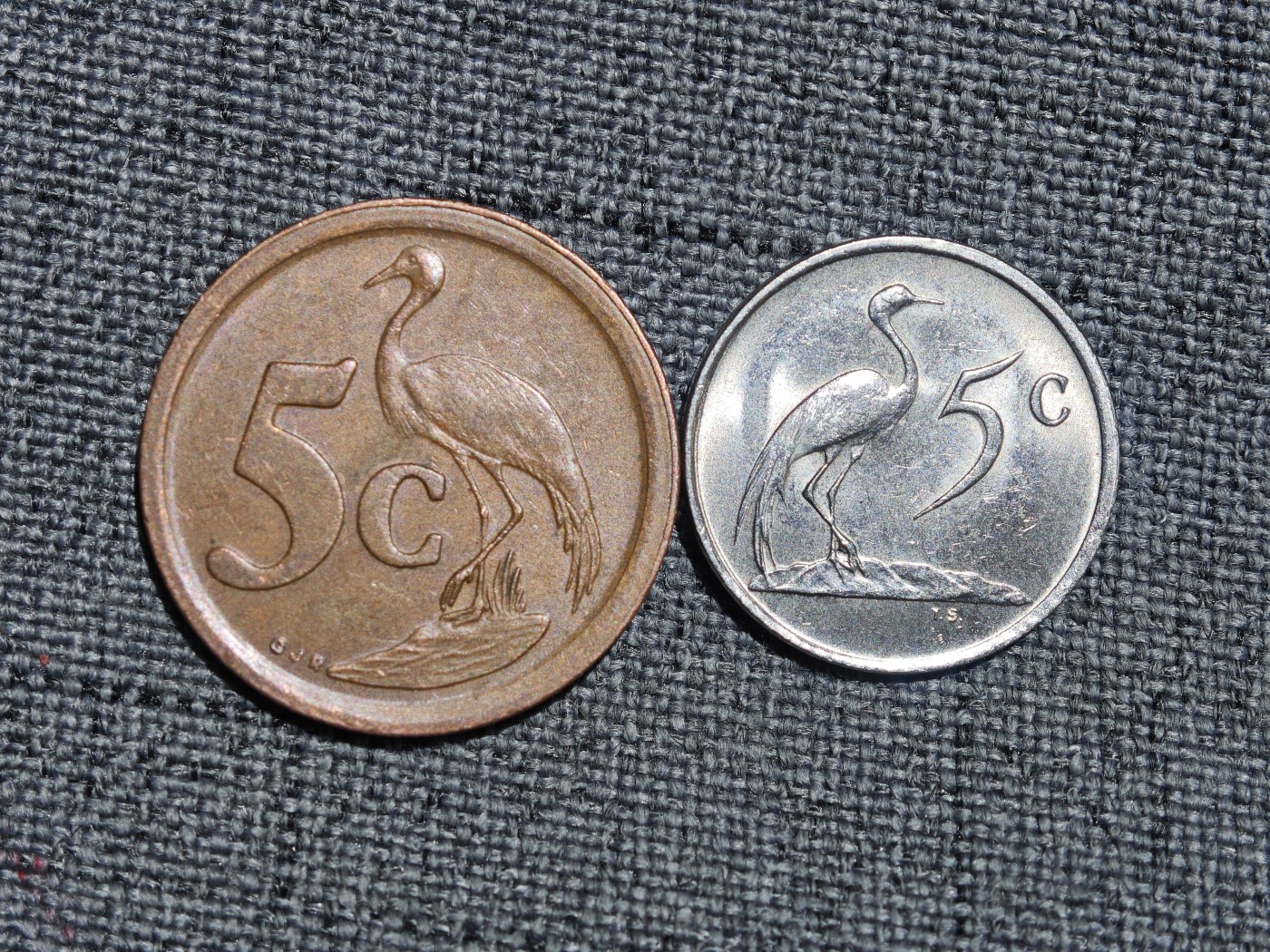 外国硬币收藏第5期 南非新旧两版水鸟5分铜镍两种