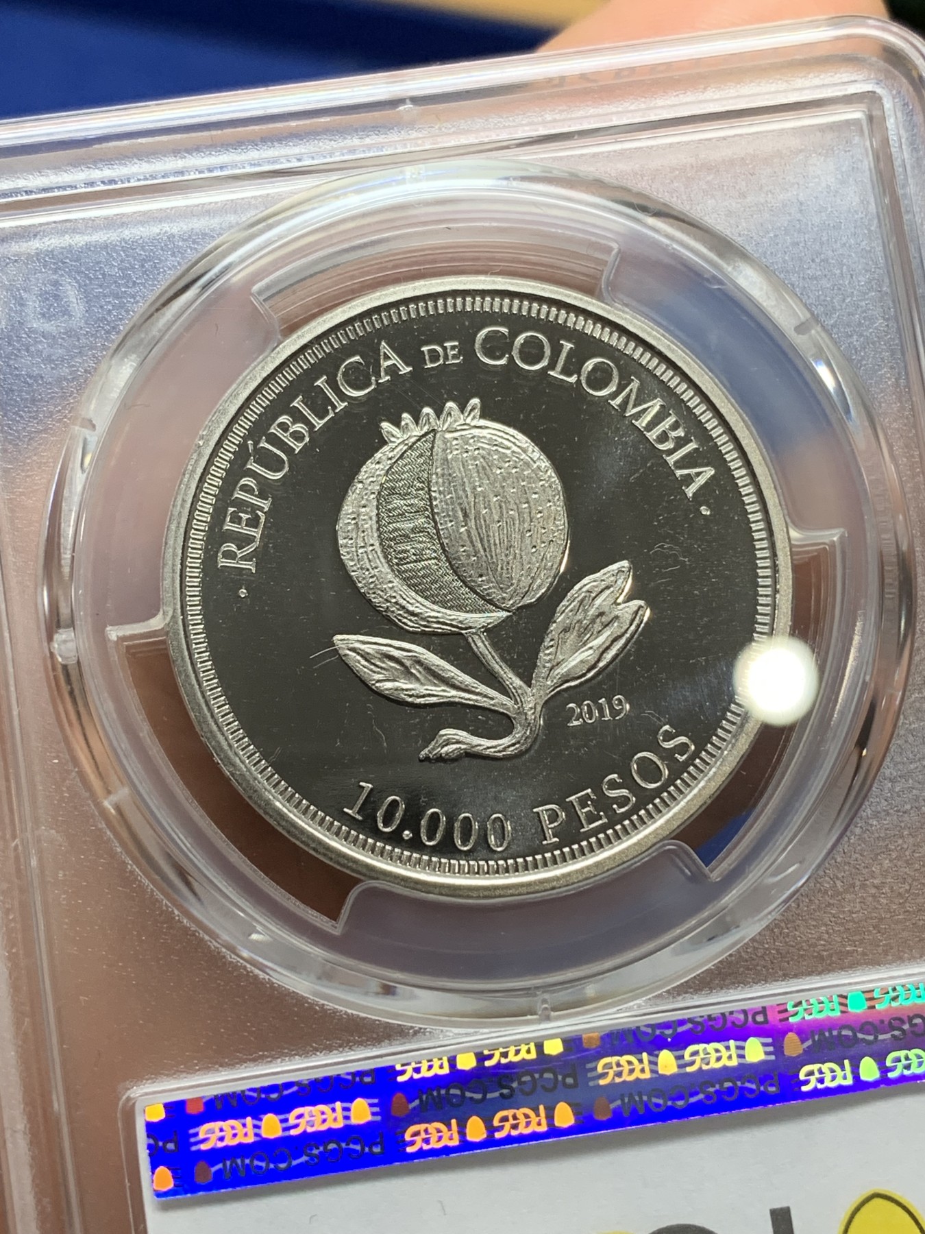 《竞宝斋》第224场-周日，周一，周二 3场 (全场包邮) PCGS金盾 MS69 哥伦比亚2019年独立二百周年纪念仿古1万比索镍币