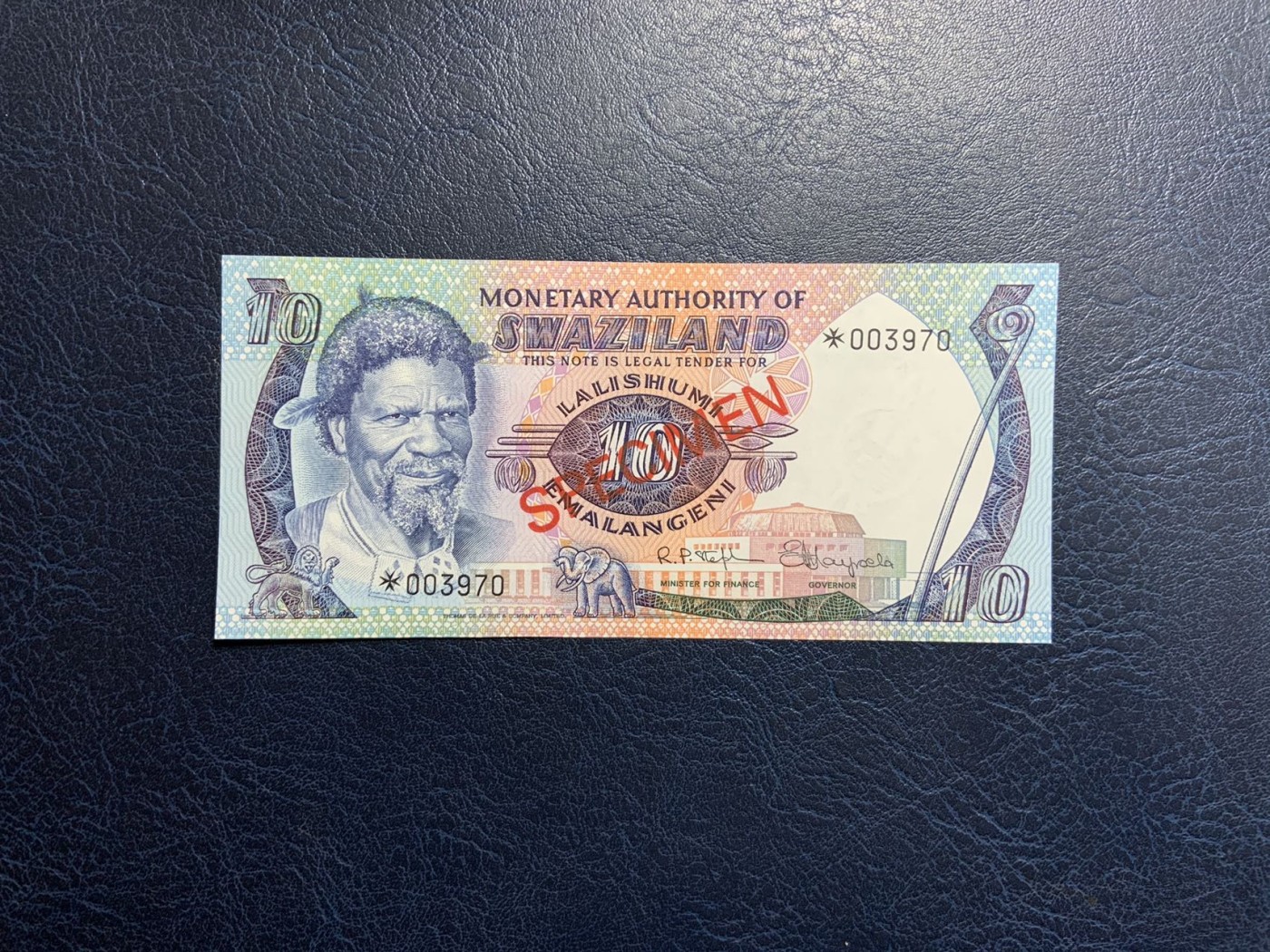 收藏联盟Quantum Auction 第312期拍卖  斯威士兰1974年5里兰吉尼收藏者样票 品相全新UNC