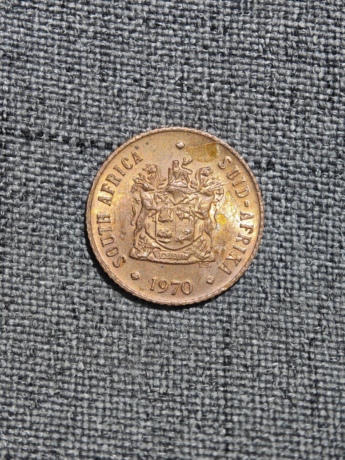 外国硬币收藏第5期 原光南非1970年半分铜币