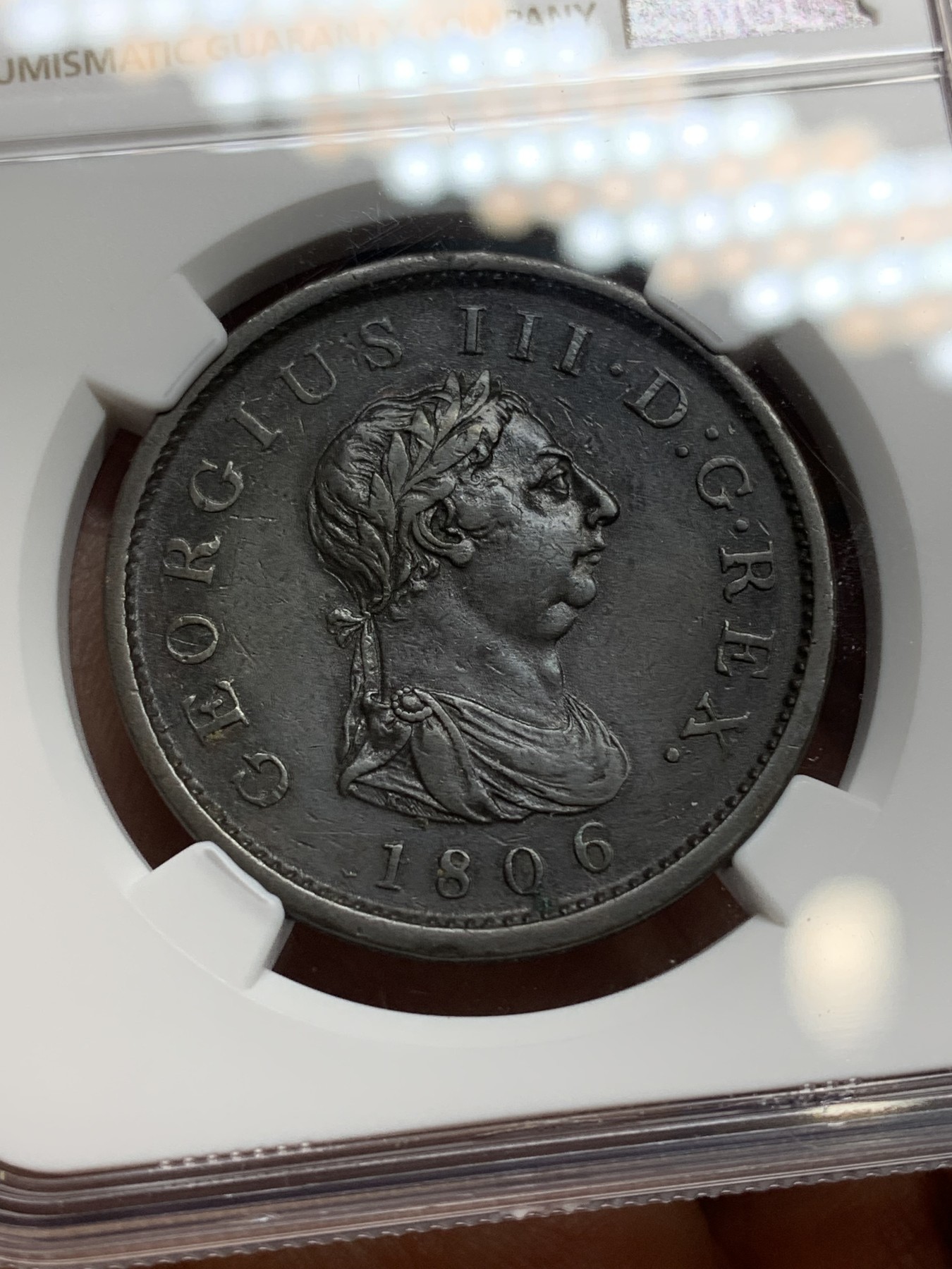 《竞宝斋》第224场-周日，周一，周二 3场 (全场包邮) NGC XFD 1806年英国乔三1便士铜币