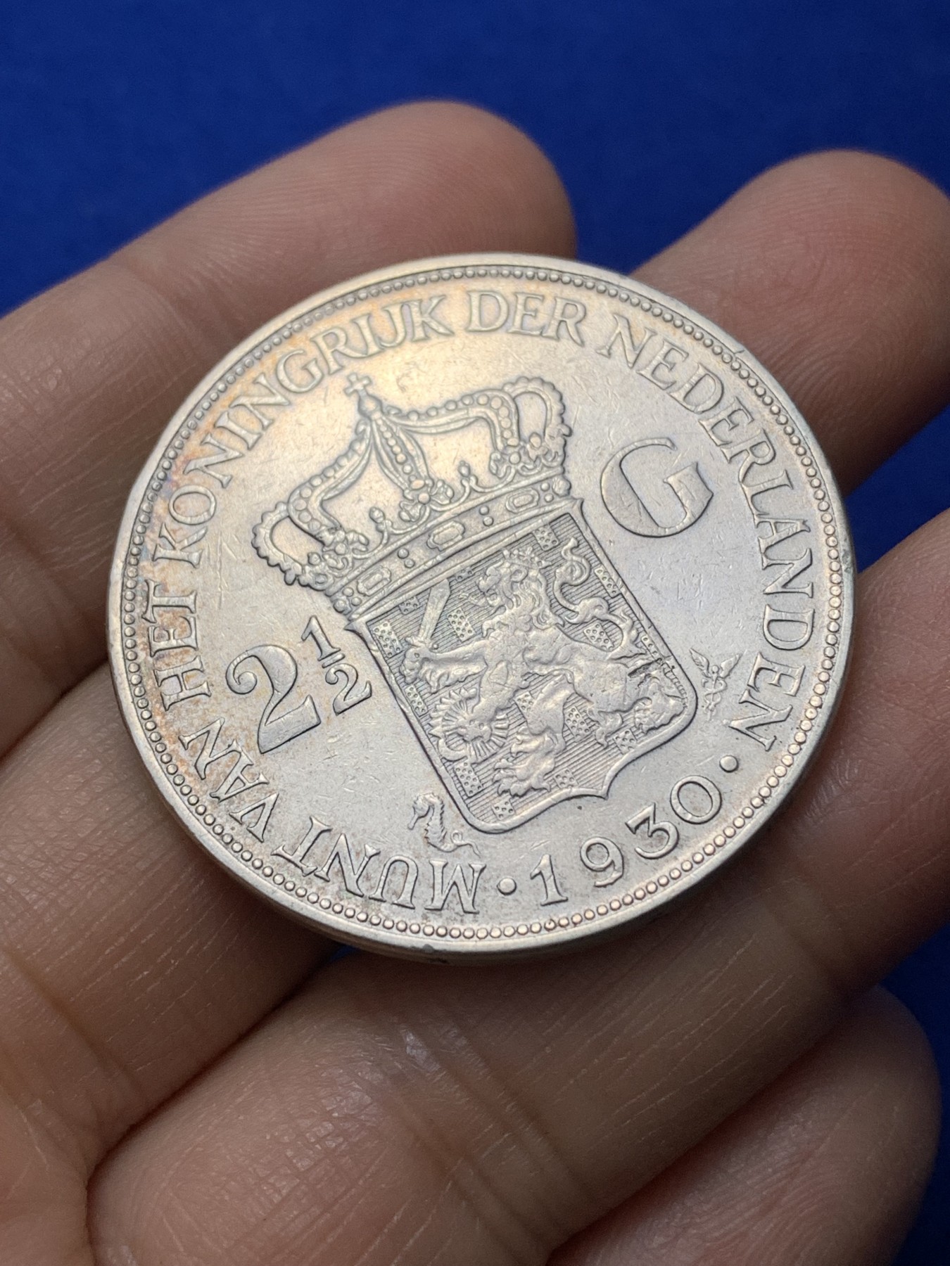 《竞宝斋》第224场-周日，周一，周二 3场 (全场包邮) 荷兰1930年威廉明娜2.5盾大银币