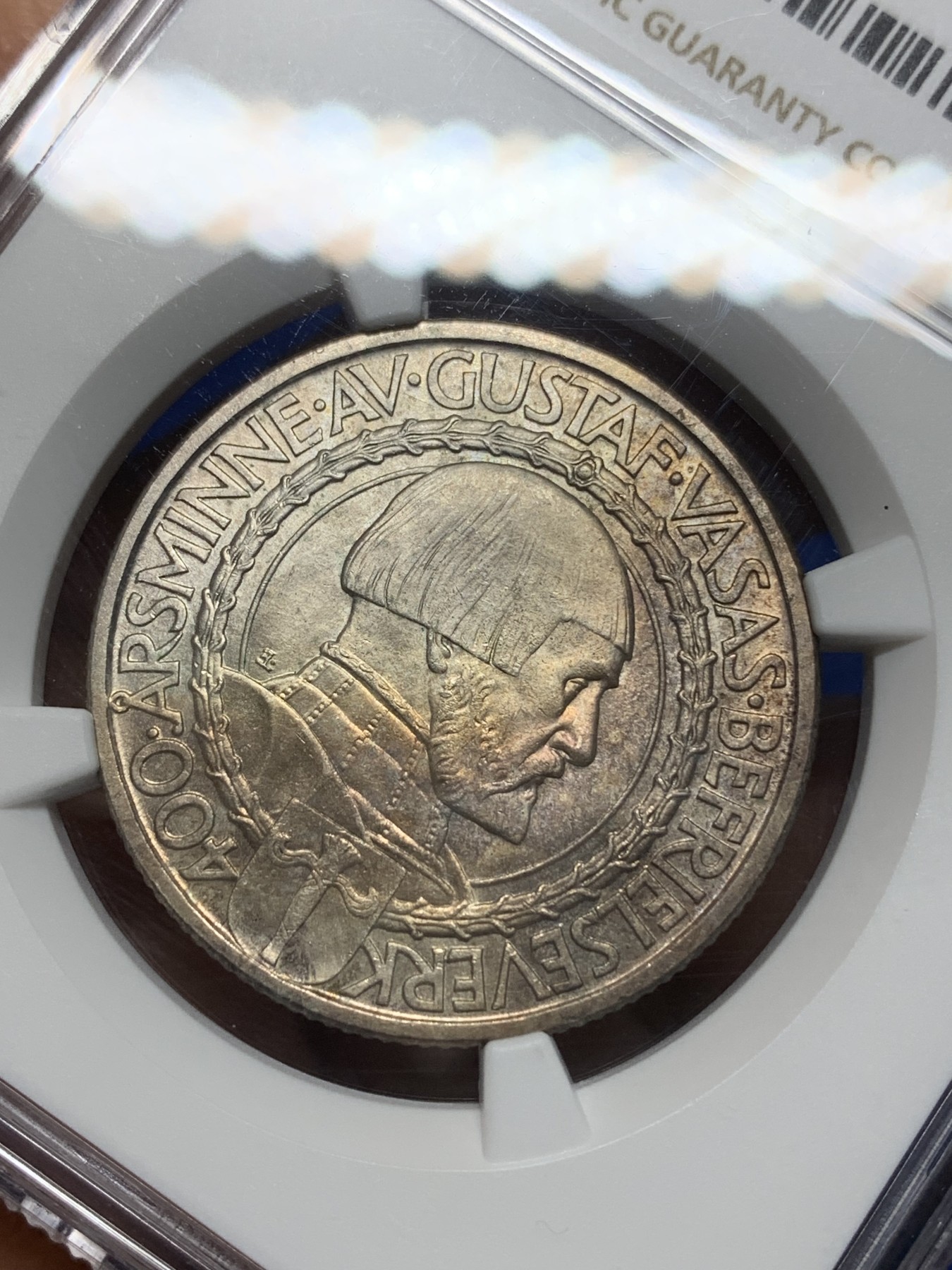 《竞宝斋》第224场-周日，周一，周二 3场 (全场包邮) NGC MS63 瑞典1921年政治自由400周年银币