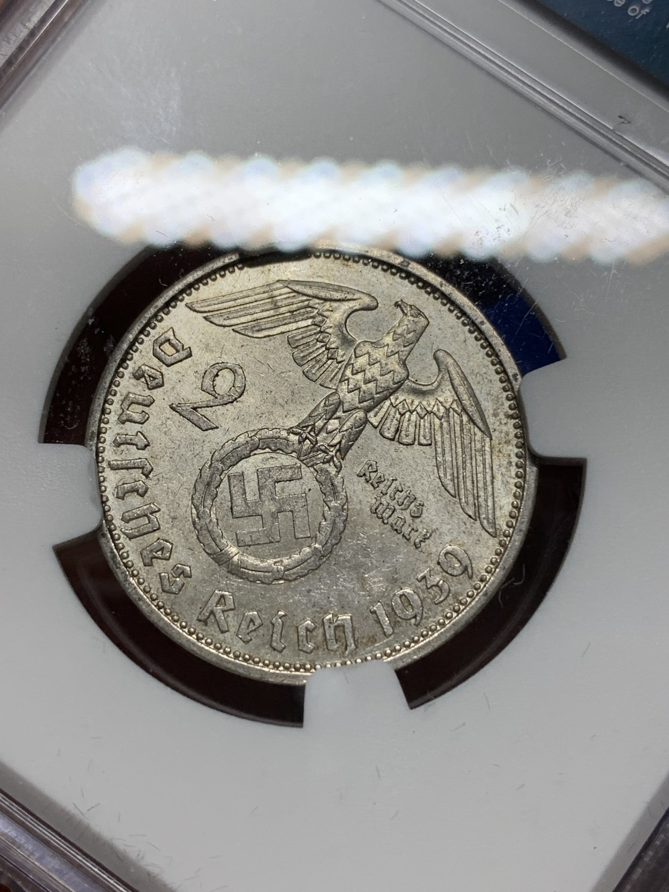 《竞宝斋》第224场-周日，周一，周二 3场 (全场包邮) NGC MS62 德国1939年A版兴登堡2马克银币