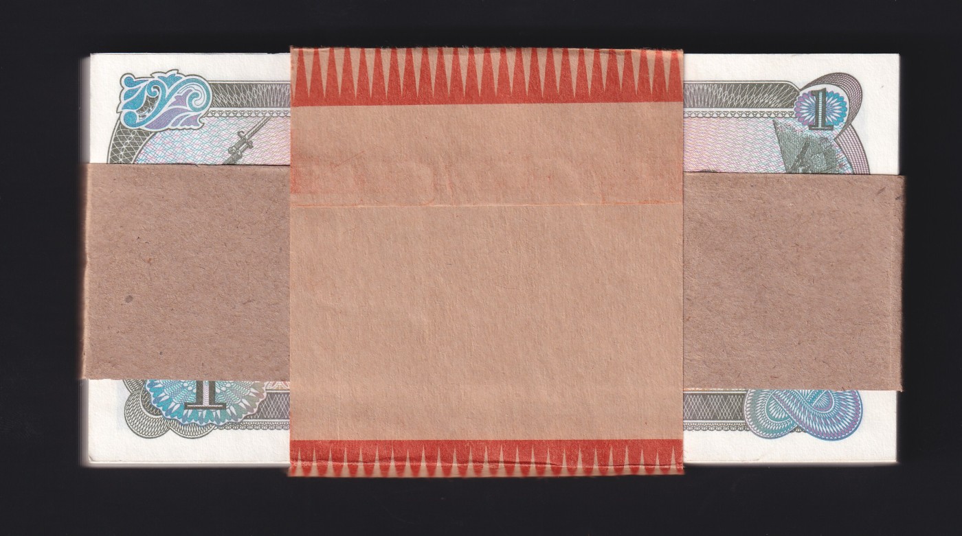 草稿银行第十五期国内外钞票拍卖 朝鲜1978年1圆券 绿色文字戳 资本主义国家旅客外汇券 原刀100张 全新原票