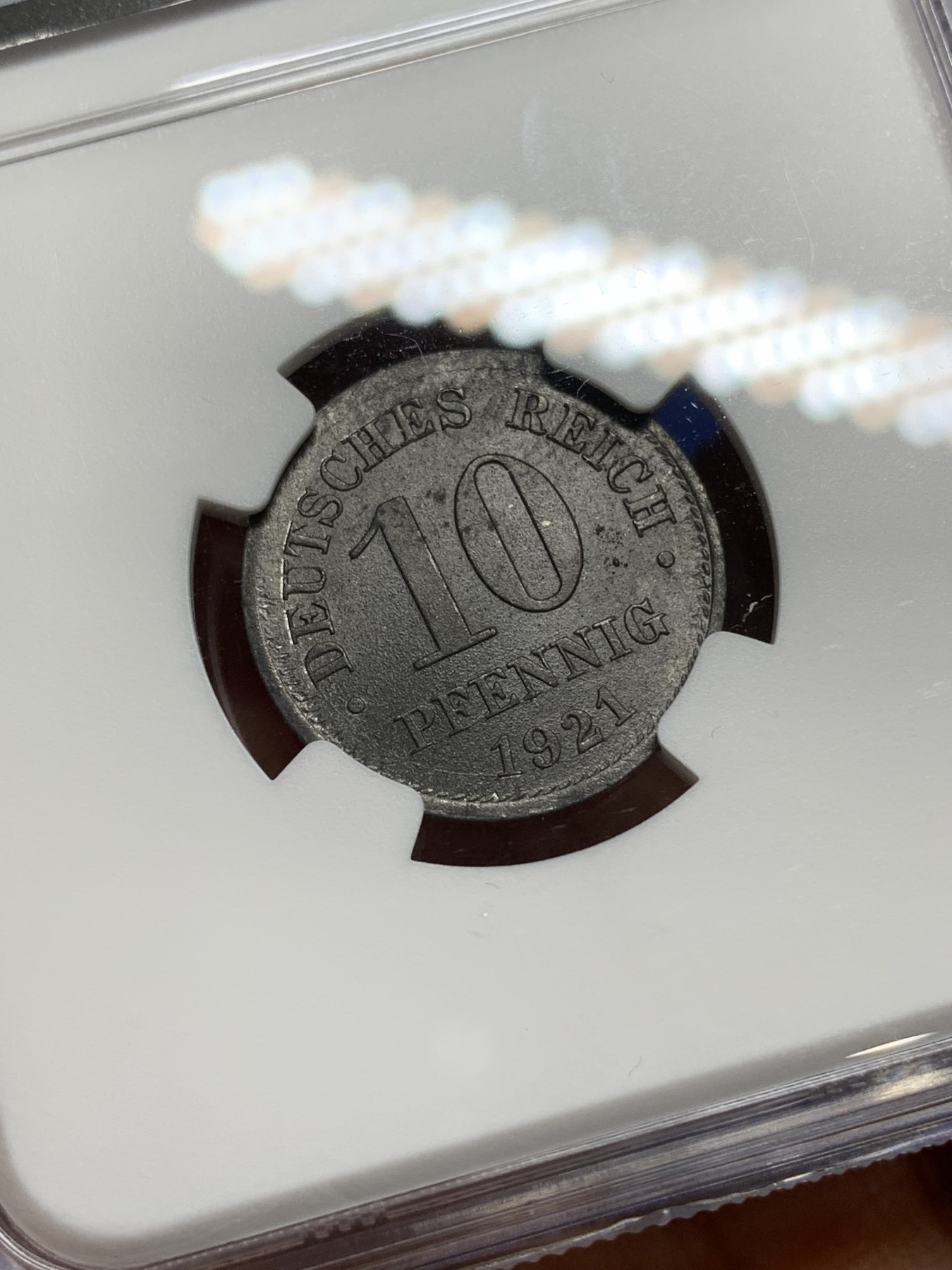 《竞宝斋》第224场-周日，周一，周二 3场 (全场包邮) NGC-MS64 德国（1921年）10芬尼锌币 亚军分，少见好品