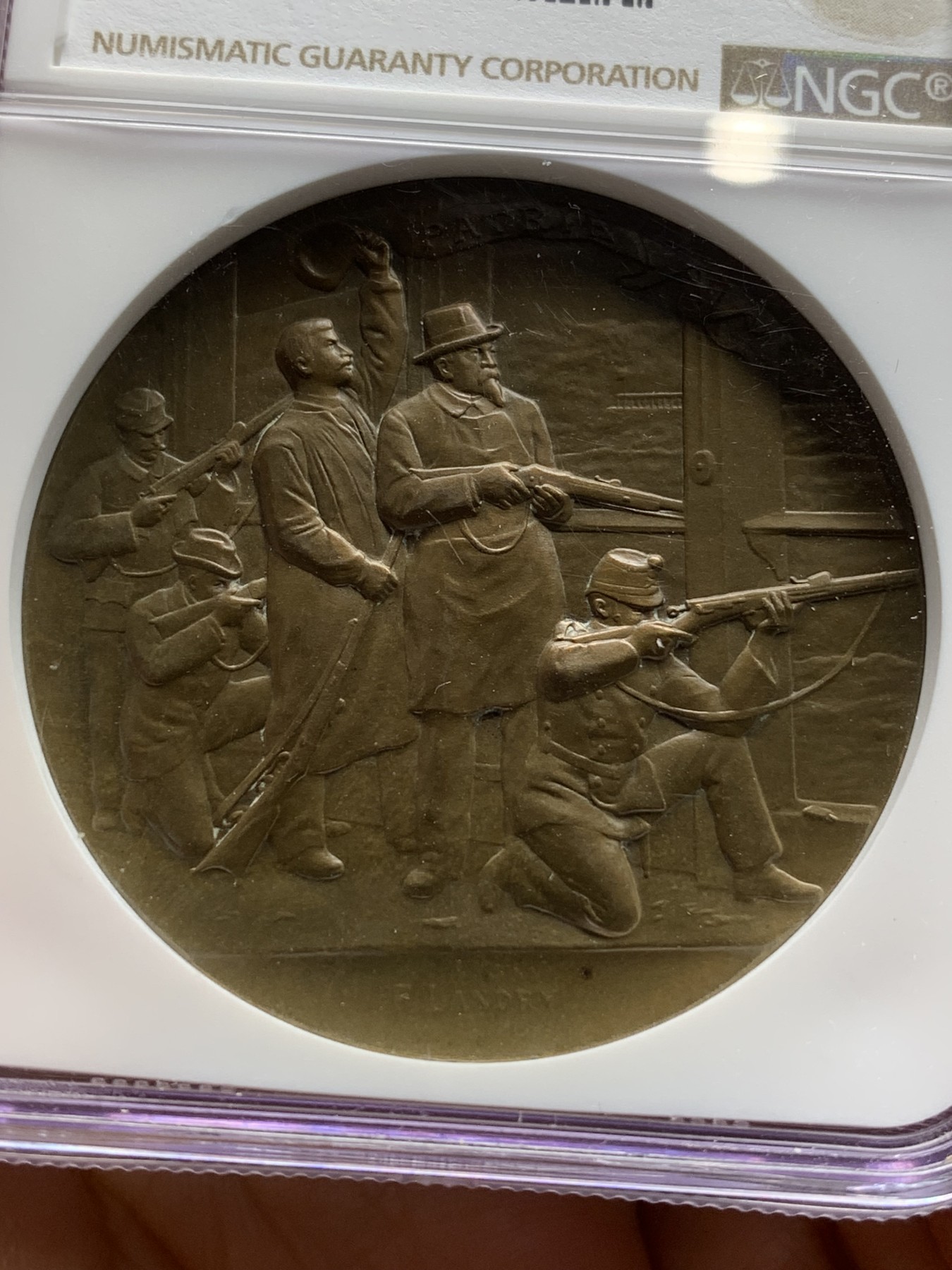 《竞宝斋》第224场-周日，周一，周二 3场 (全场包邮) NGC MS65 瑞士1898纳沙泰尔射击节铜章 加厚盒