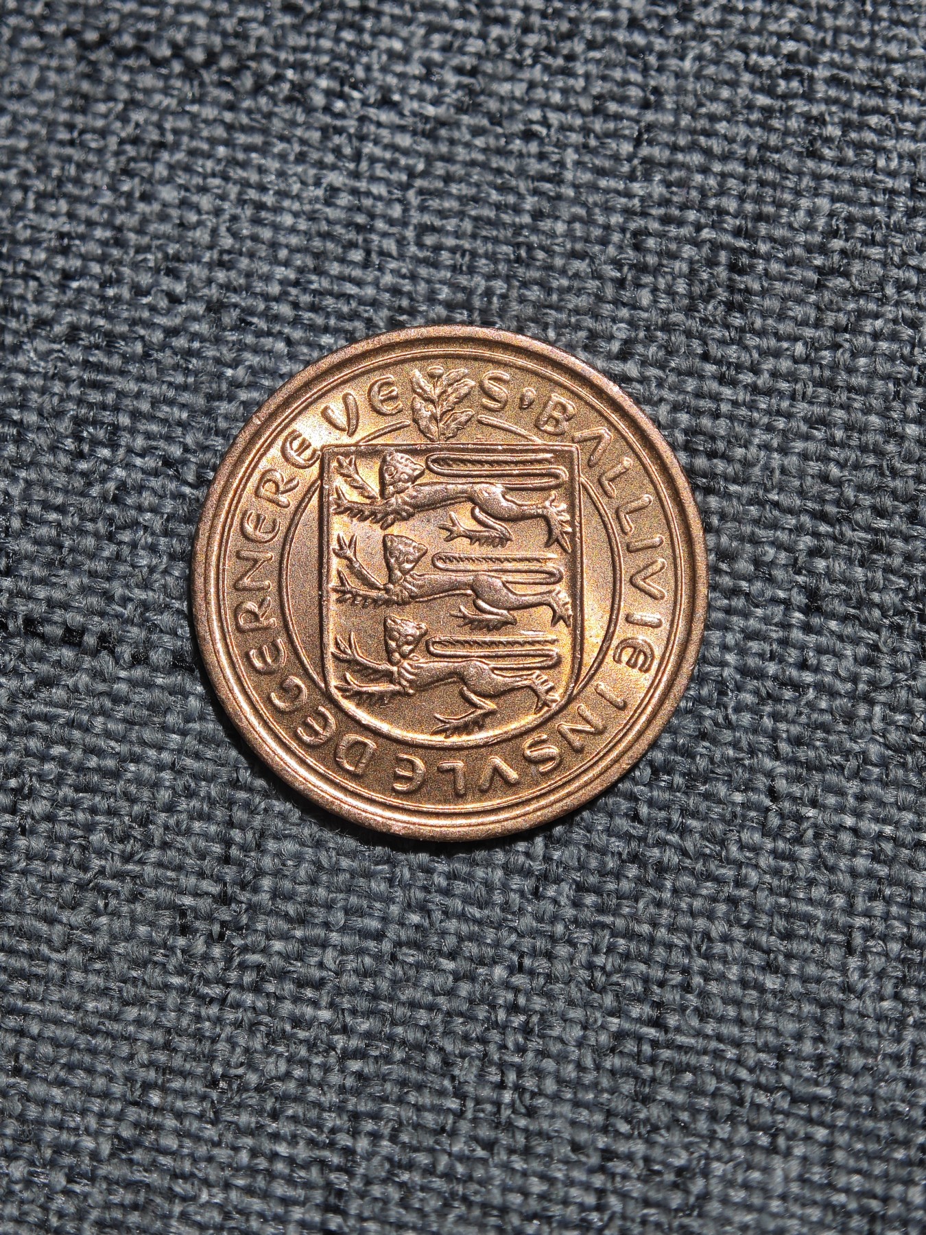 外国硬币收藏第5期 原光未使用英属根西岛1971年二分之一便士