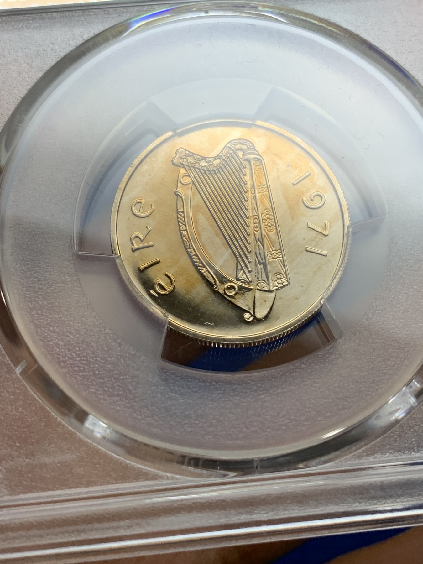 《竞宝斋》第224场-周日，周一，周二 3场 (全场包邮) PCGS金盾 PR66 爱尔兰1971年爱尔兰牛5便士精制镍币