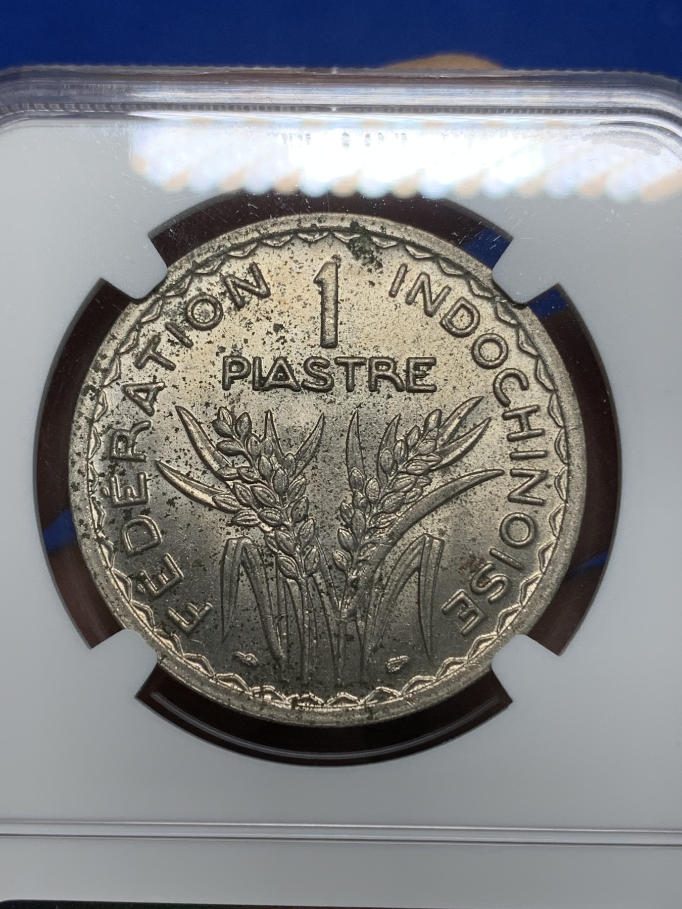 《竞宝斋》第224场-周日，周一，周二 3场 (全场包邮) NGC UNCD 1947年法属印支1皮亚斯镍币