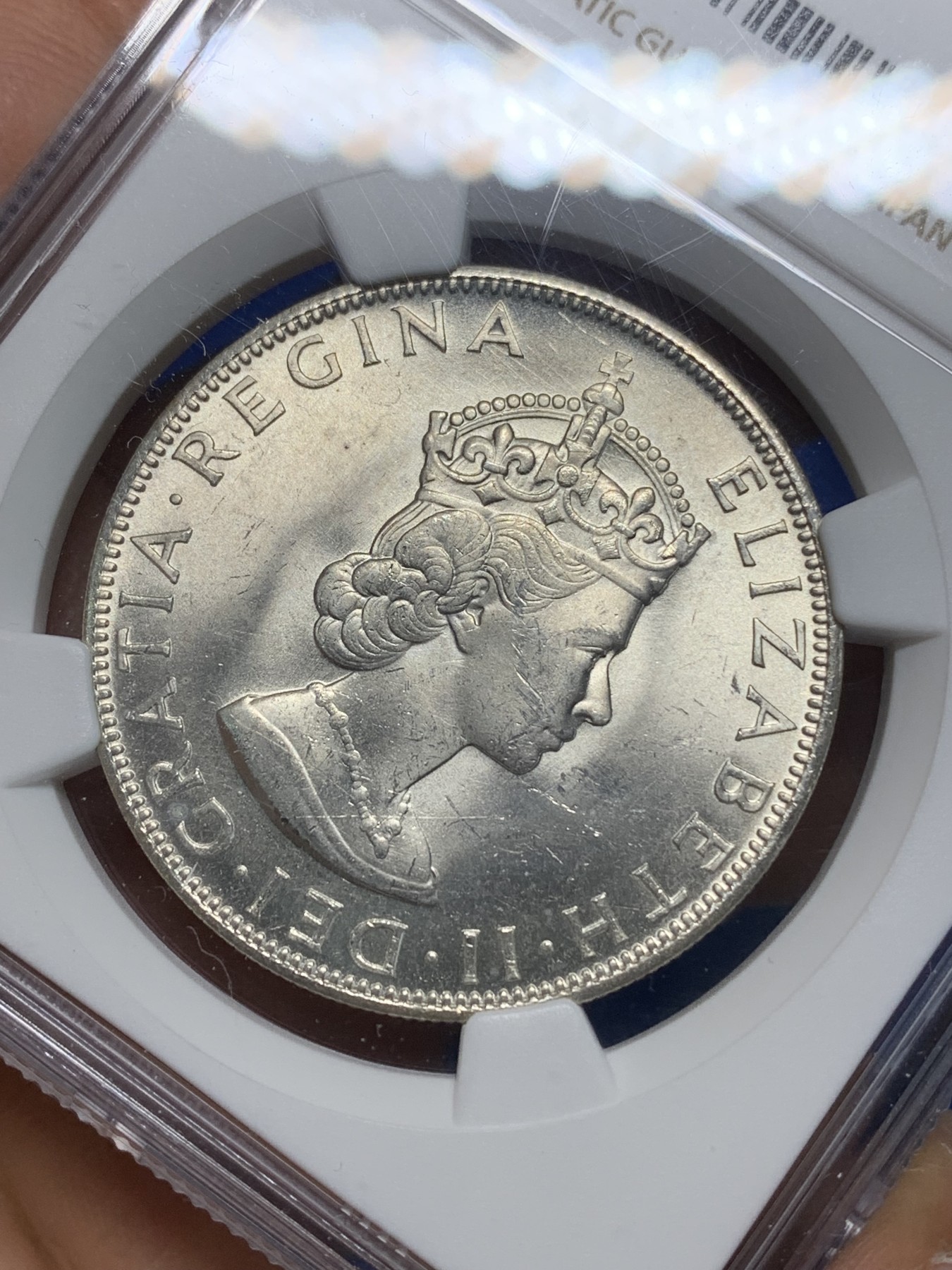 《竞宝斋》第224场-周日，周一，周二 3场 (全场包邮) NGC-MS63 英属百慕大1964年伊丽莎白二世青年头像克朗银币 头像十分漂亮