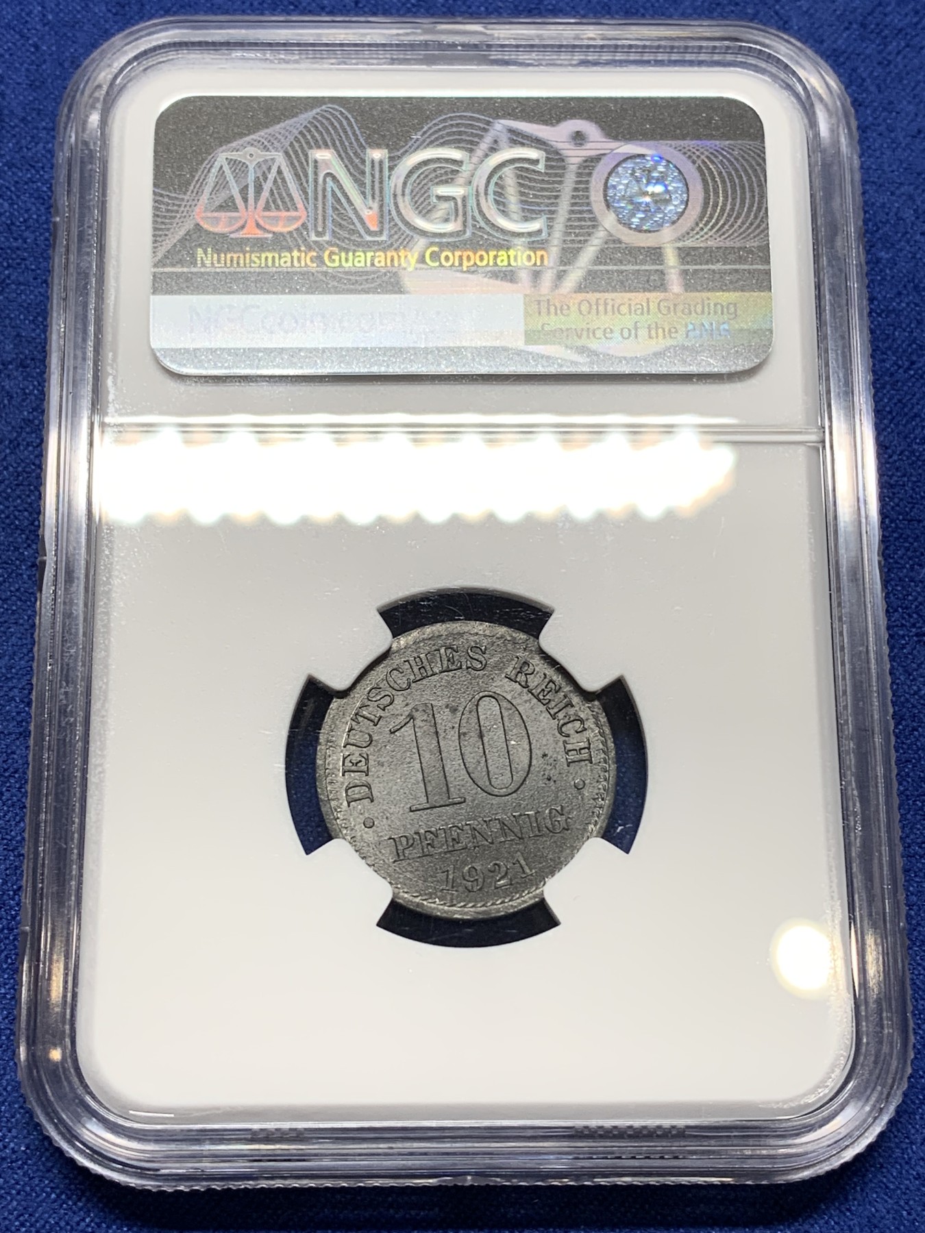 《竞宝斋》第224场-周日，周一，周二 3场 (全场包邮) NGC-MS64 德国（1921年）10芬尼锌币 亚军分，少见好品