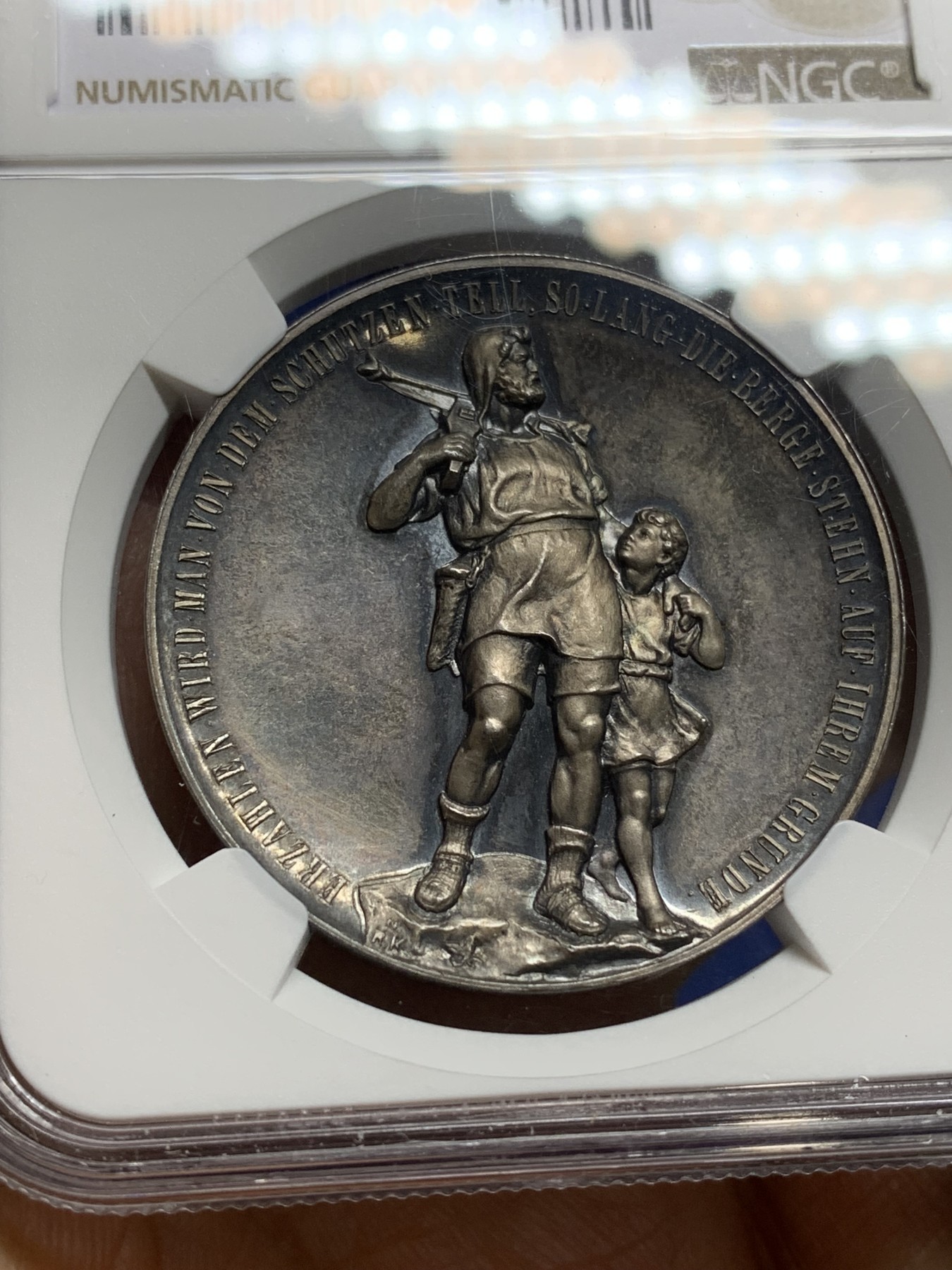 《竞宝斋》第224场-周日，周一，周二 3场 (全场包邮) NGC MS63 瑞士1895阿尔多夫父与子银章