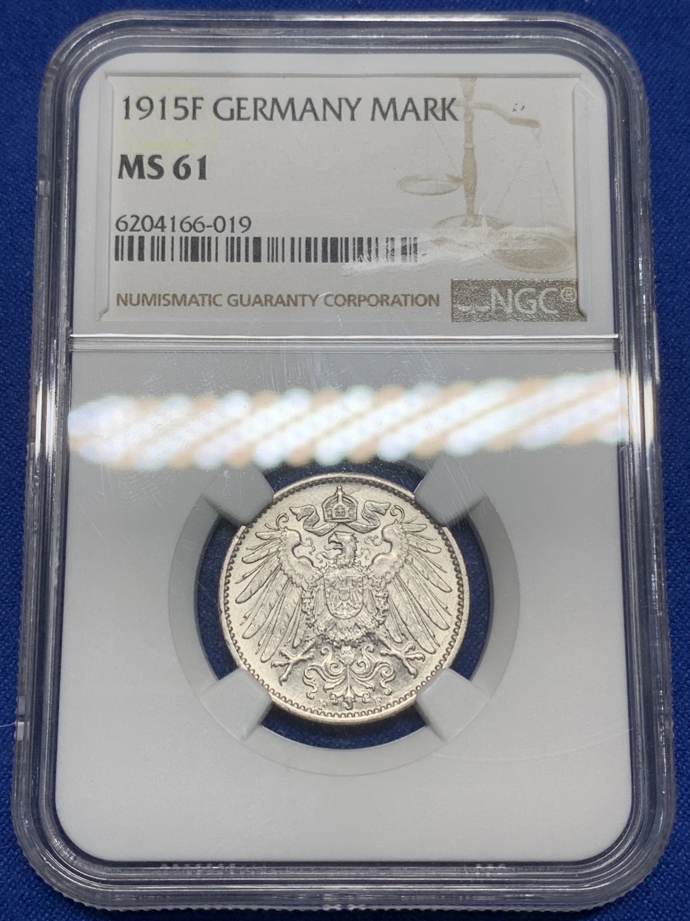 《竞宝斋》第224场-周日，周一，周二 3场 (全场包邮) NGC-MS61 德国（1915年）F厂1马克银币