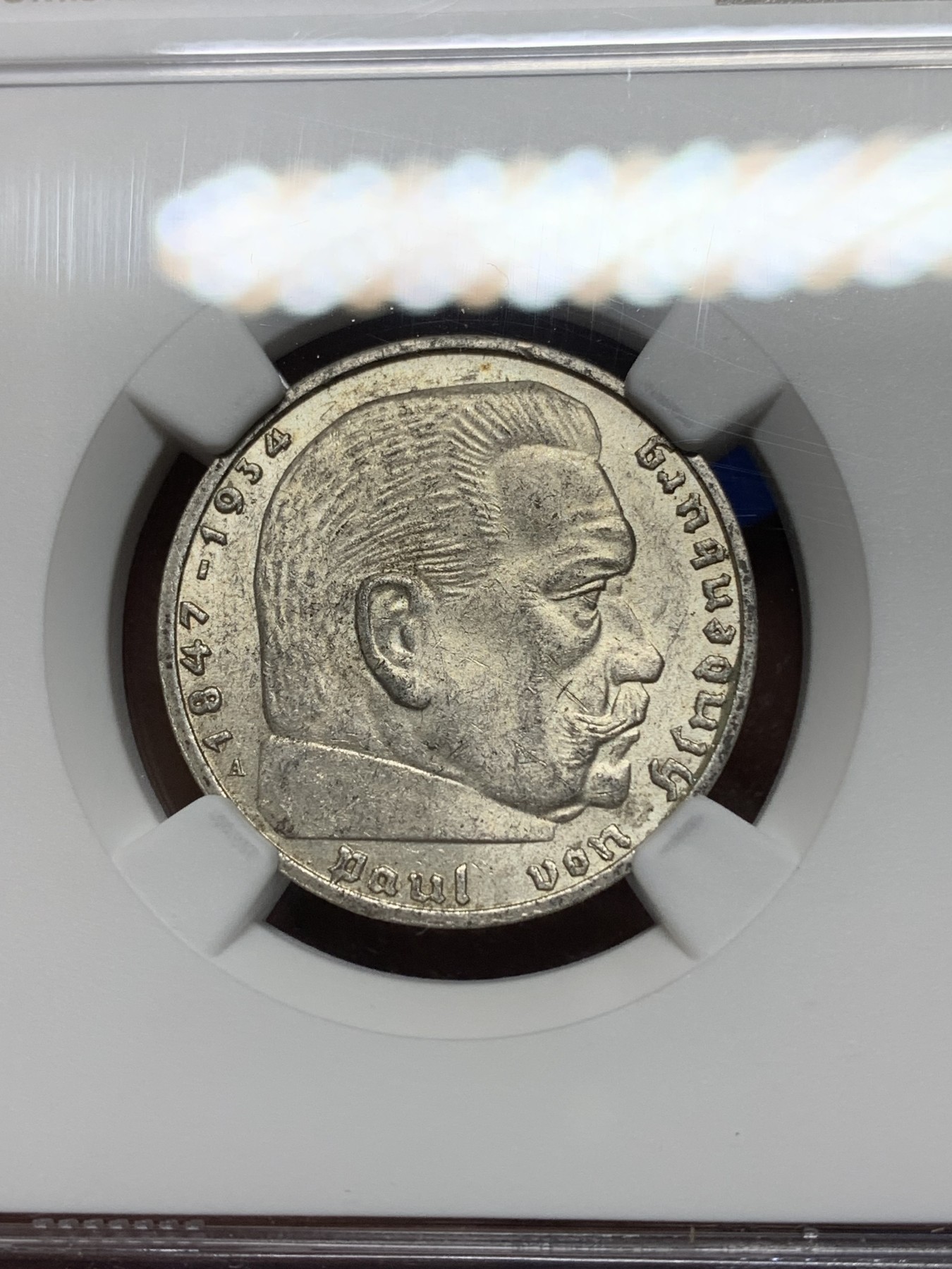 《竞宝斋》第224场-周日，周一，周二 3场 (全场包邮) NGC MS62 德国1939年A版兴登堡2马克银币