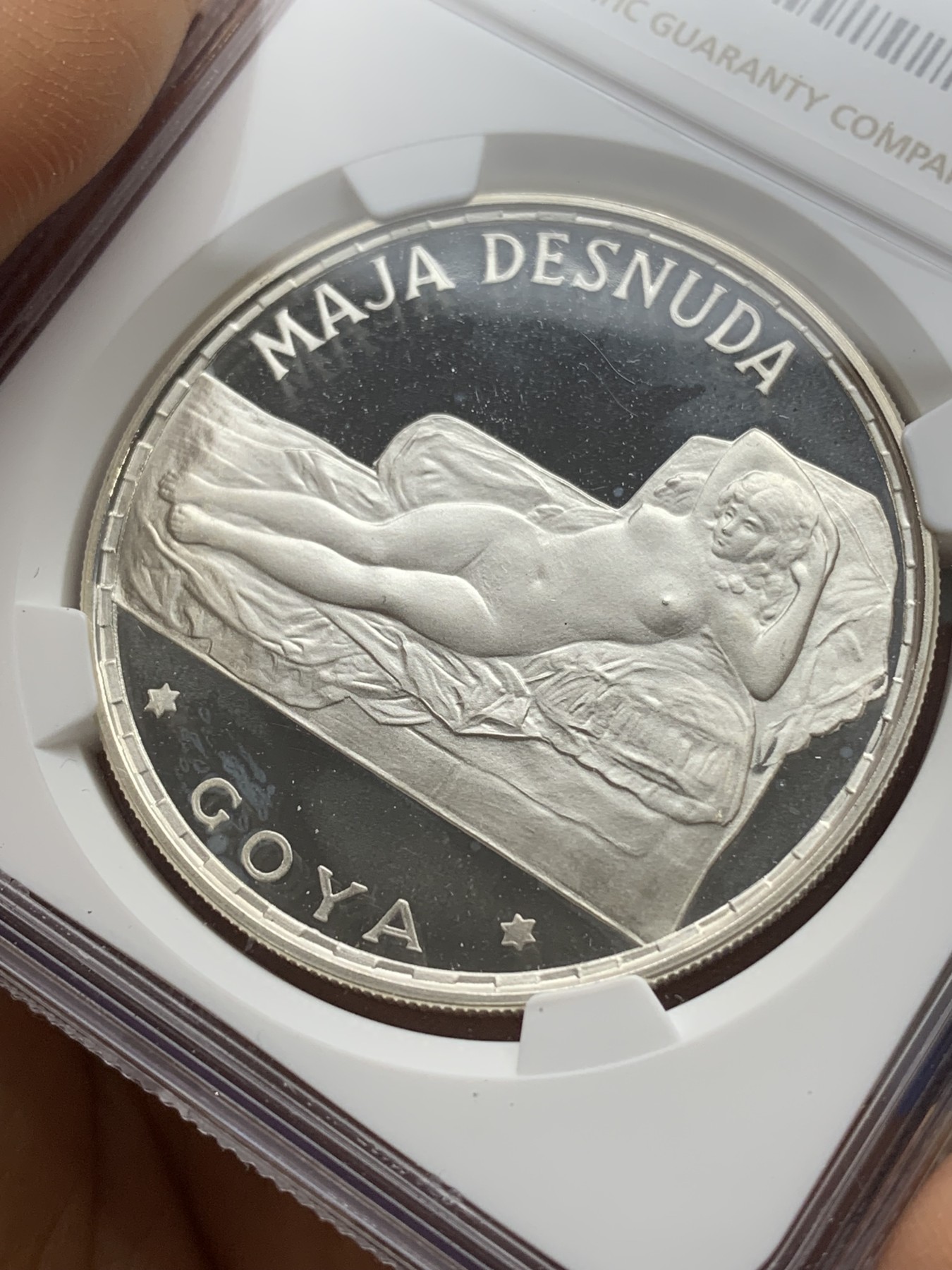 《竞宝斋》第224场-周日，周一，周二 3场 (全场包邮) NGC-PR67UC 赤道几内亚 1970年 戈雅名画 100P精制大银币 漂亮设计