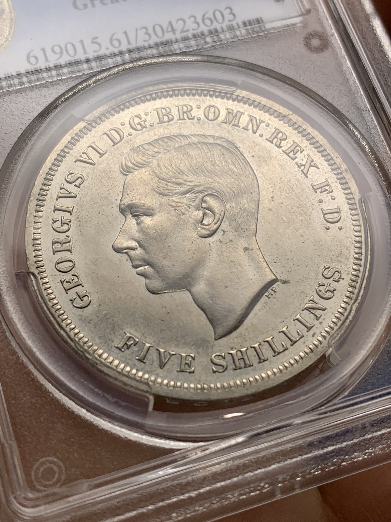 《竞宝斋》第224场-周日，周一，周二 3场 (全场包邮) PCGS PR61 英国1951年乔治六世精制镍马剑一克朗 精制版本很少见