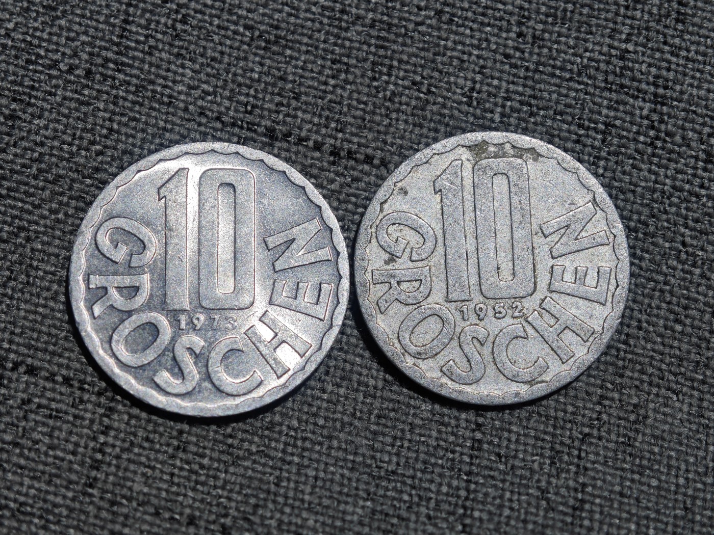 外国硬币收藏第5期 奥地利1952、1973年10格罗申2枚