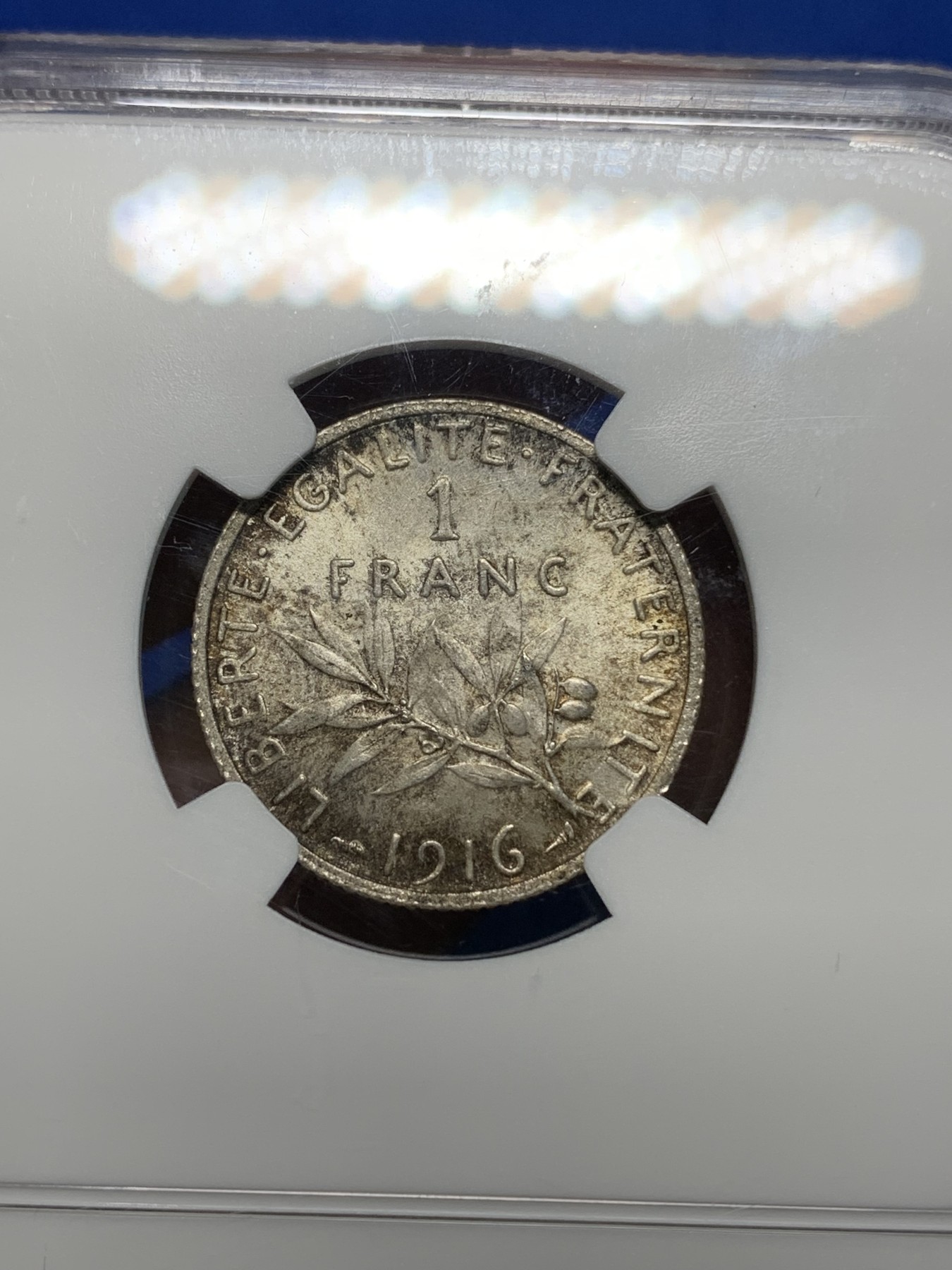 《竞宝斋》第224场-周日，周一，周二 3场 (全场包邮) NGC MS65 法国1916年播种女神1法郎银币 高分不易 值得收藏