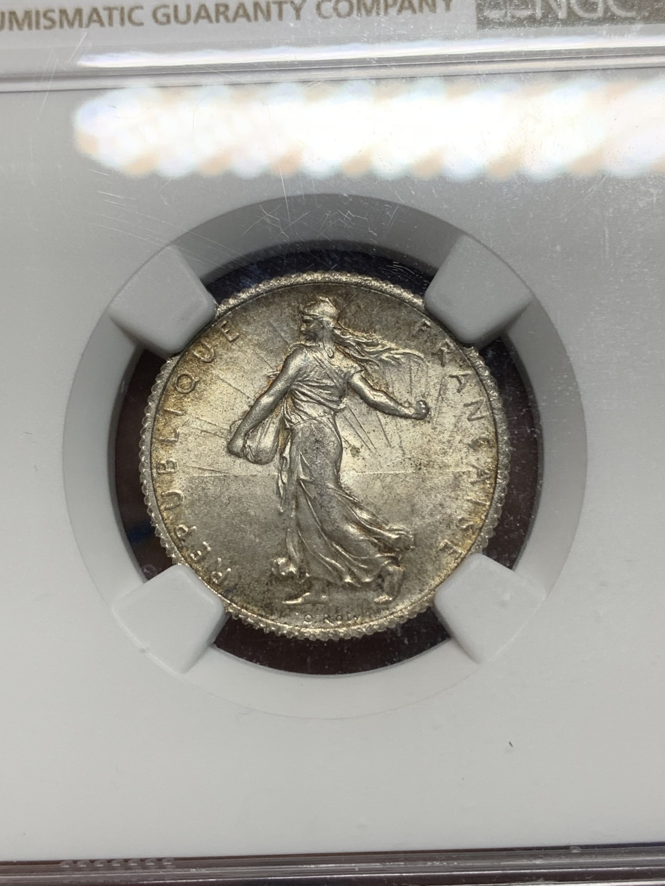 《竞宝斋》第224场-周日，周一，周二 3场 (全场包邮) NGC MS65 法国1916年播种女神1法郎银币 高分不易 值得收藏