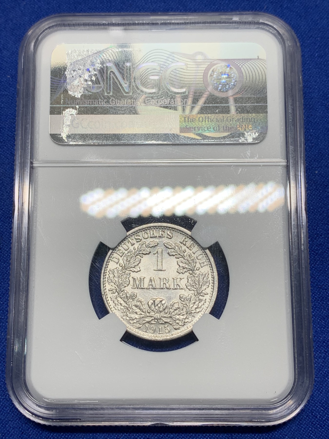 《竞宝斋》第224场-周日，周一，周二 3场 (全场包邮) NGC-MS61 德国（1915年）F厂1马克银币
