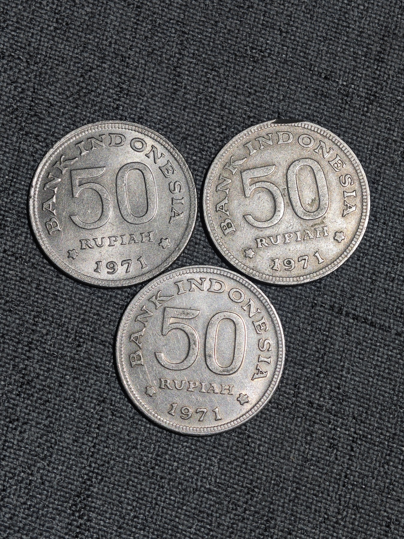 外国硬币收藏第5期 印度尼西亚1971年50卢比3枚