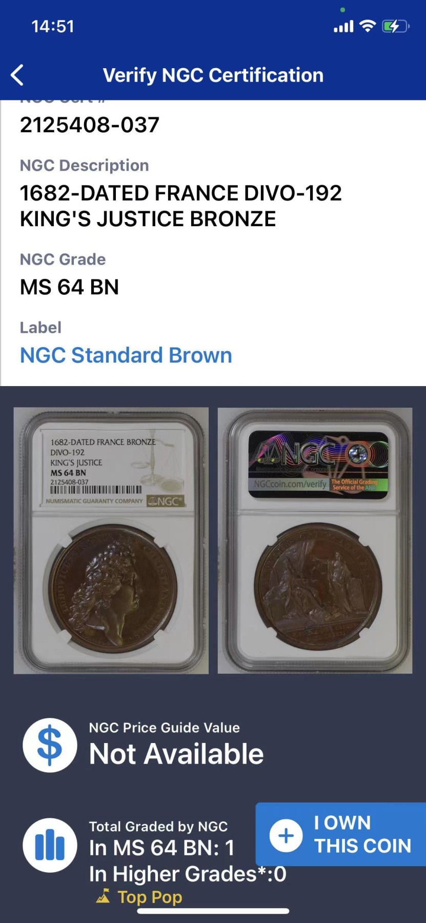 《竞宝斋》第224场-周日，周一，周二 3场 (全场包邮) 唯一冠军分 NGC MS64 法国1679年太阳王路易十四圣彼得堡和平德国纪念铜章