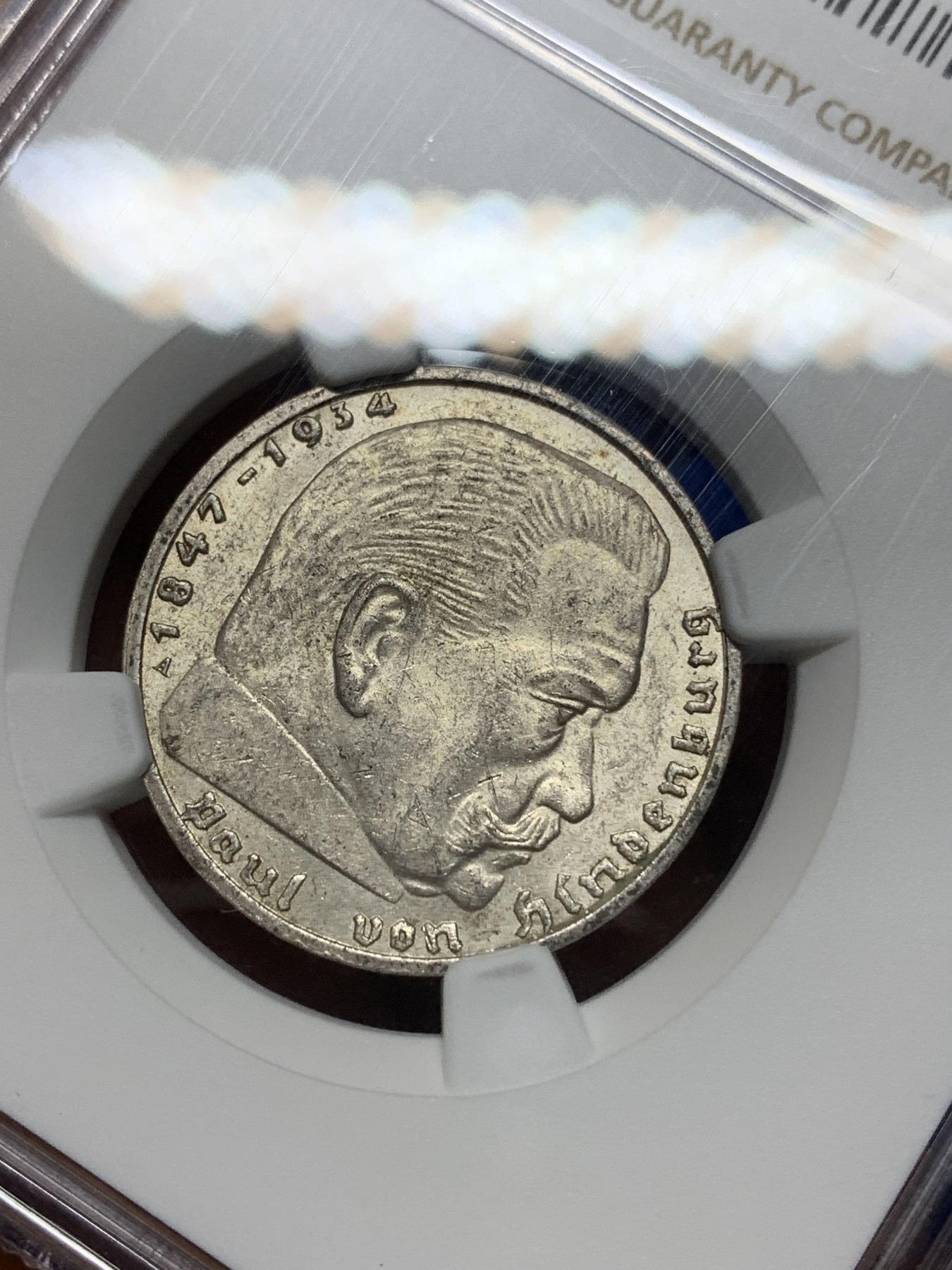 《竞宝斋》第224场-周日，周一，周二 3场 (全场包邮) NGC MS62 德国1939年A版兴登堡2马克银币