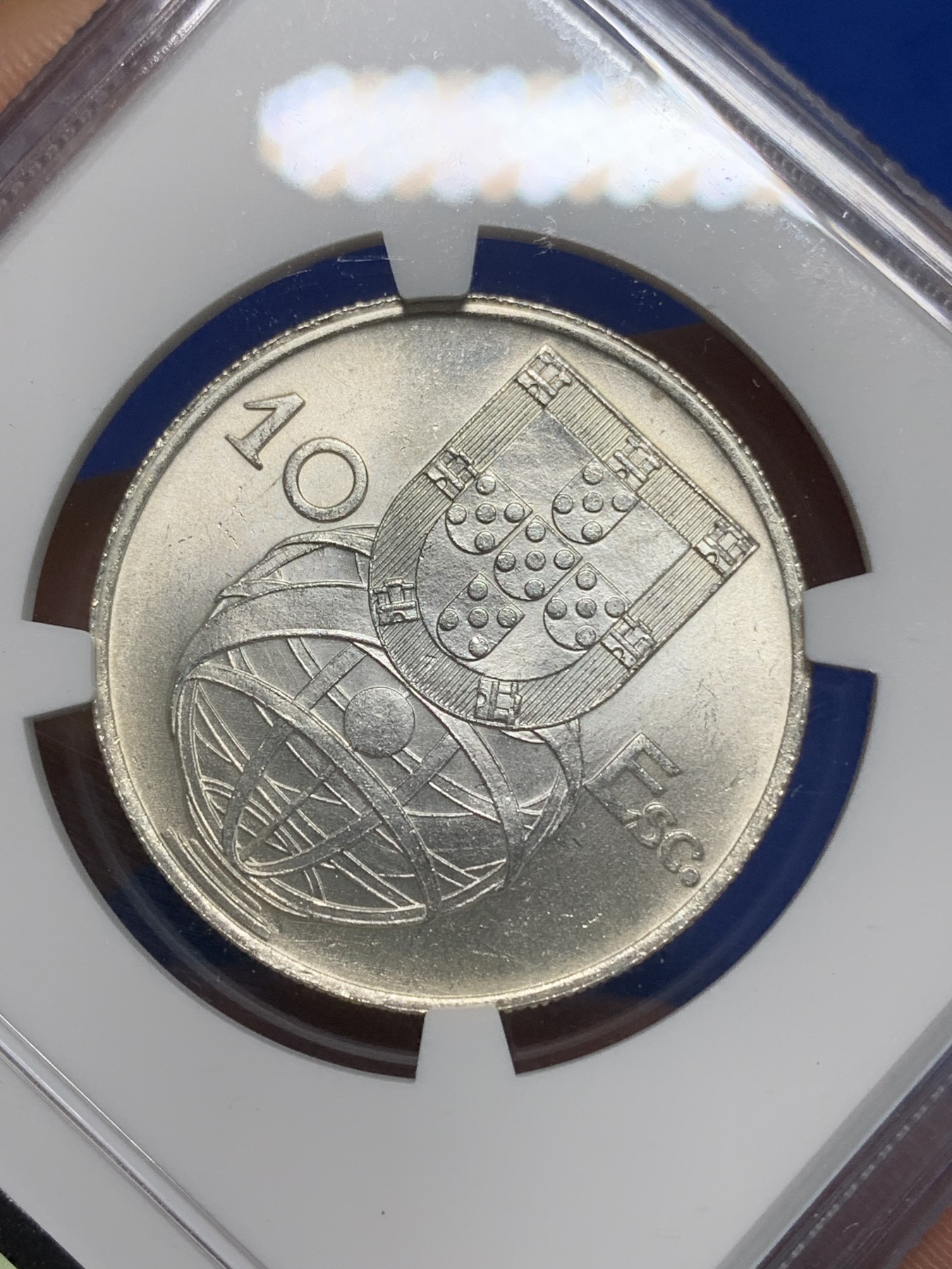 《竞宝斋》第224场-周日，周一，周二 3场 (全场包邮) NGC MS65 葡萄牙1955年大帆船10埃斯库多银币