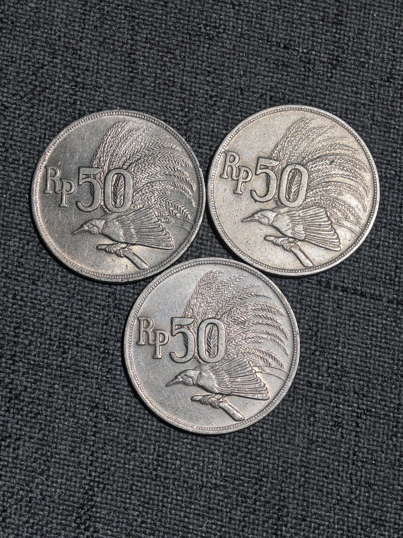 外国硬币收藏第5期 印度尼西亚1971年50卢比3枚