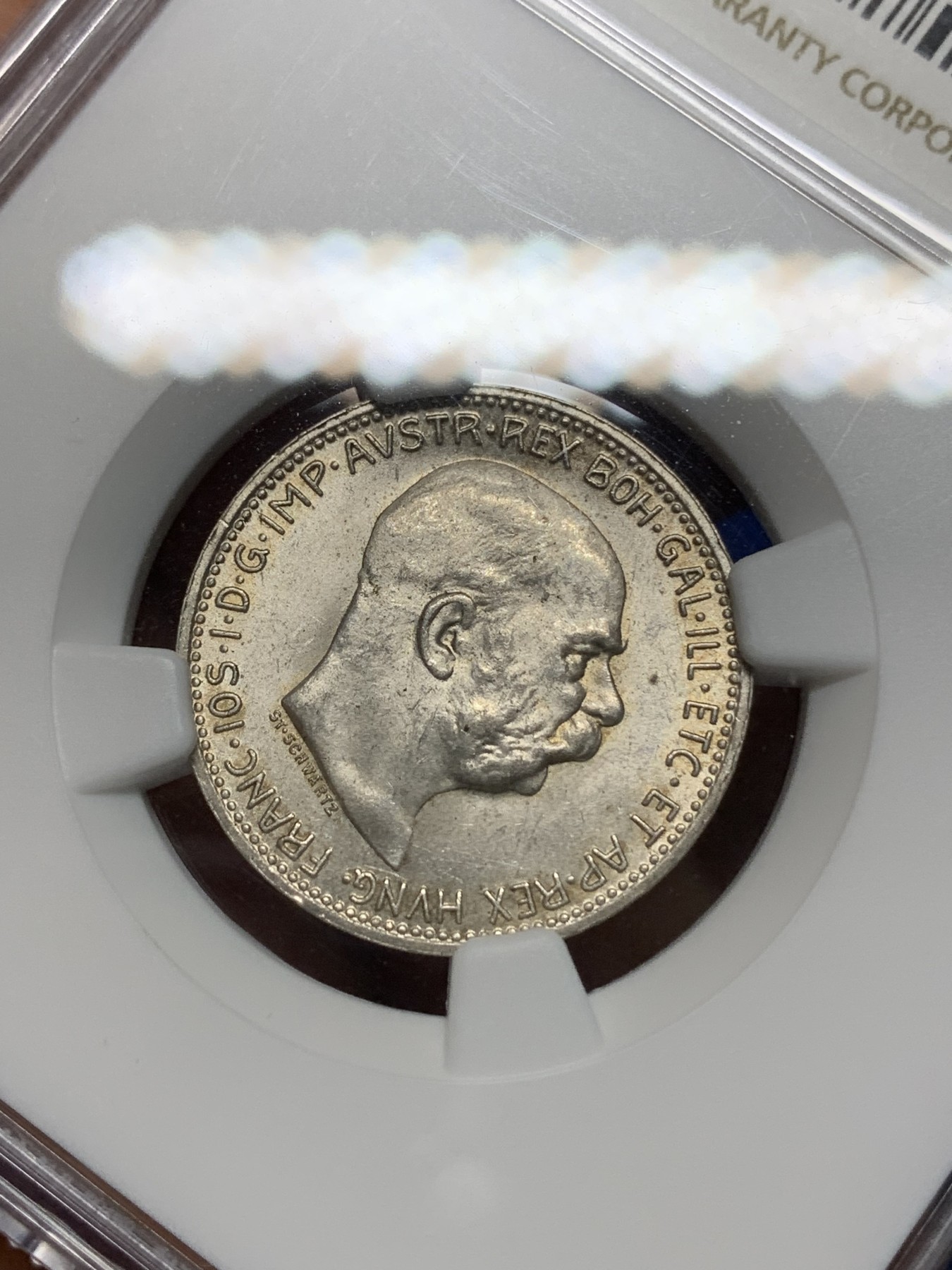 《竞宝斋》第224场-周日，周一，周二 3场 (全场包邮) NGC-MS63 奥匈帝国1915年克朗银币 高点具在，品相不错