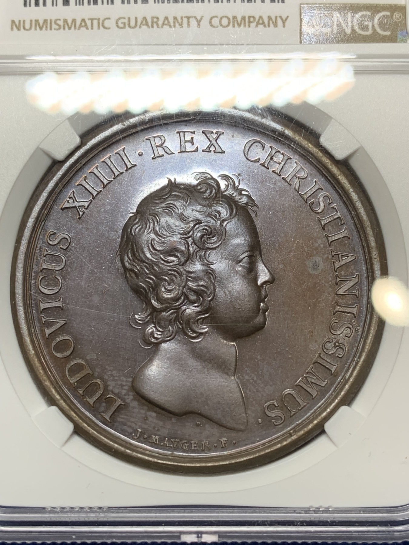 《竞宝斋》第224场-周日，周一，周二 3场 (全场包邮) 唯一冠军分 NGC MS65 法国1643年太阳王路易十四小孩版罗克罗伊之战纪念铜章