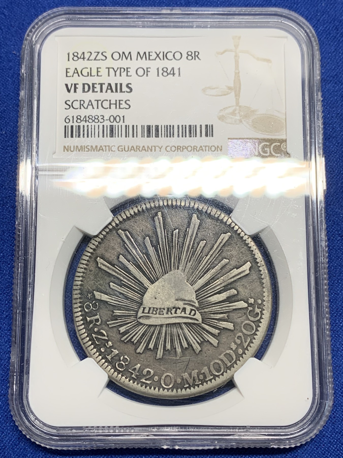 《竞宝斋》第224场-周日，周一，周二 3场 (全场包邮) NGC-VFD 墨西哥1842年鹰洋 罕见1841年鹰型章型币 鹰洋图谱三级版