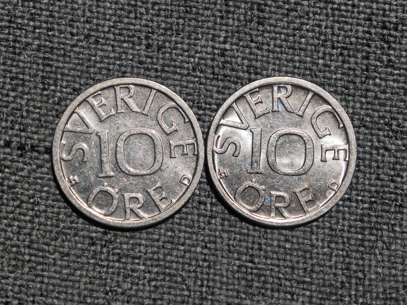 外国硬币收藏第5期 原光瑞典80年代老版10欧尔2枚