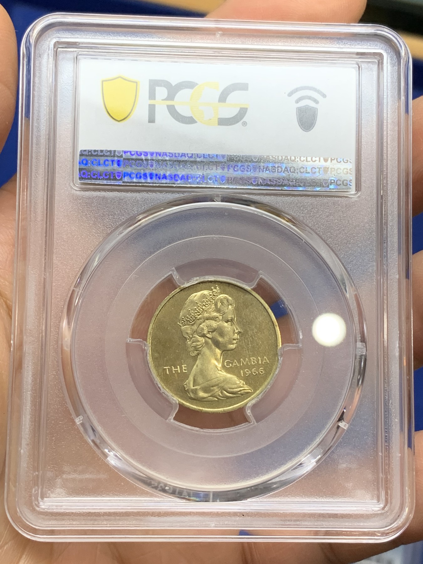 《竞宝斋》第224场-周日，周一，周二 3场 (全场包邮) PCGS金盾 PR65DCAM 冈比亚1966年3便士精制铜币