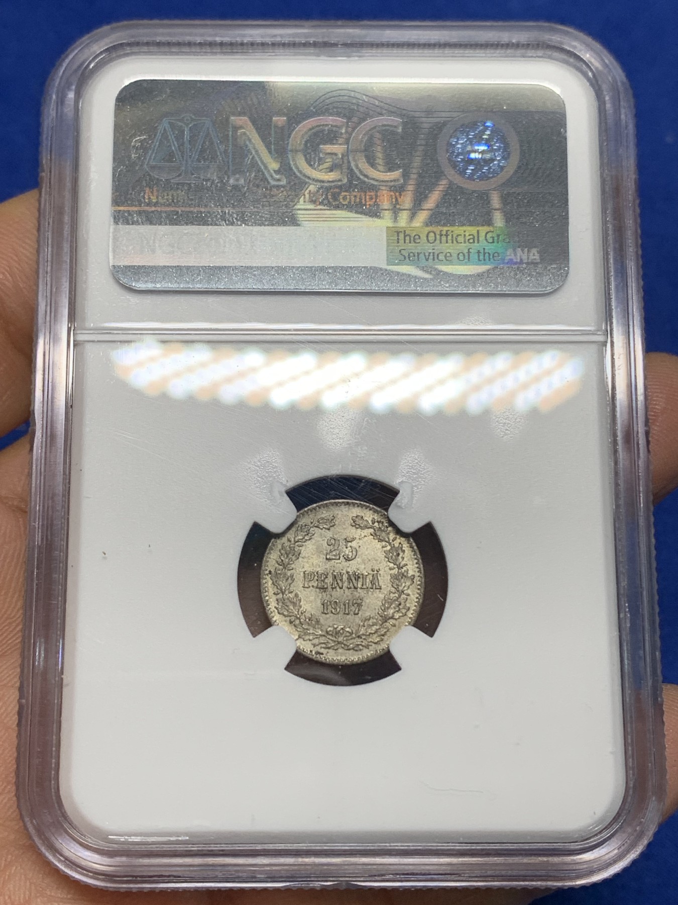 《竞宝斋》第224场-周日，周一，周二 3场 (全场包邮) NGC MS64 俄占芬兰1917年25芬尼银币