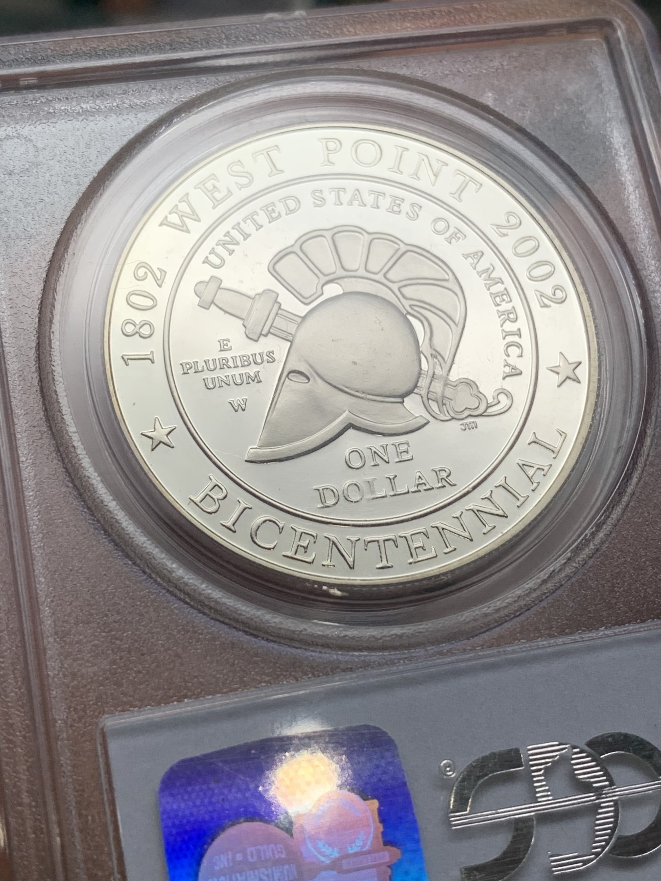 《竞宝斋》第224场-周日，周一，周二 3场 (全场包邮) PCGS-PR69DCAM 美国2002年西点军校建立200周年纪念精制银币，克劳斯获奖币